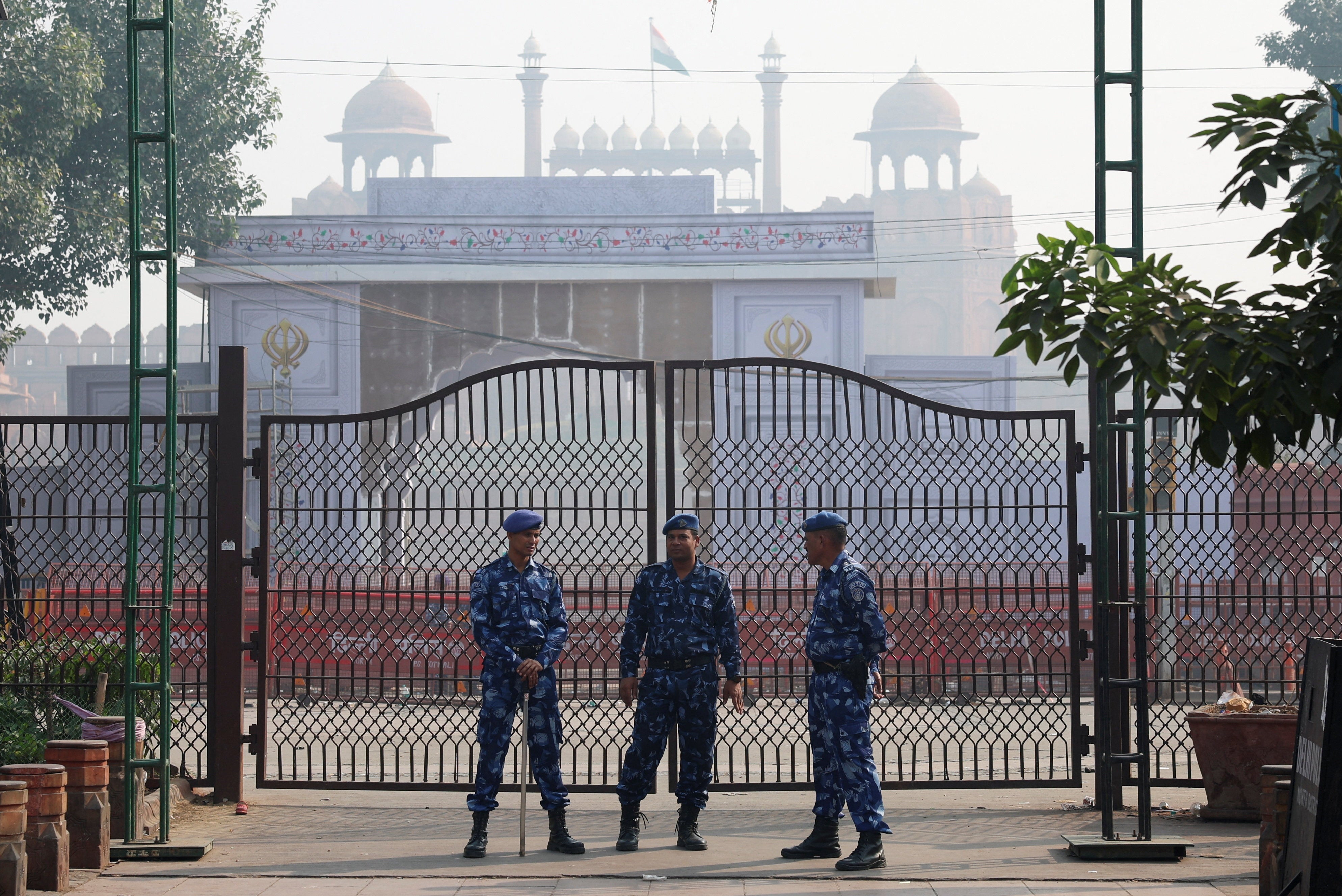 Site of an explosion near the historic Red Fort in the old quarters of Delhi