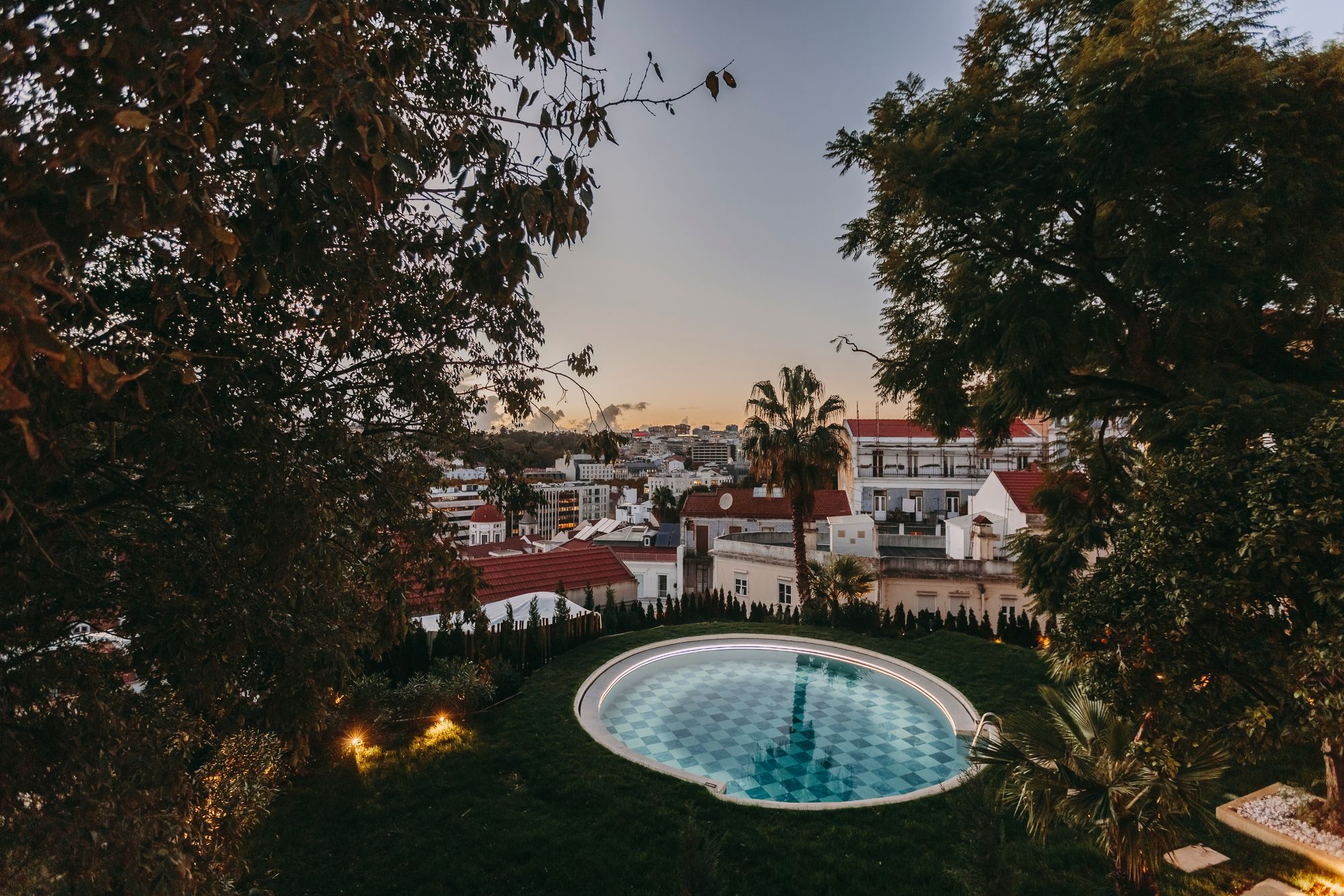 There are two outdoor pools on the property