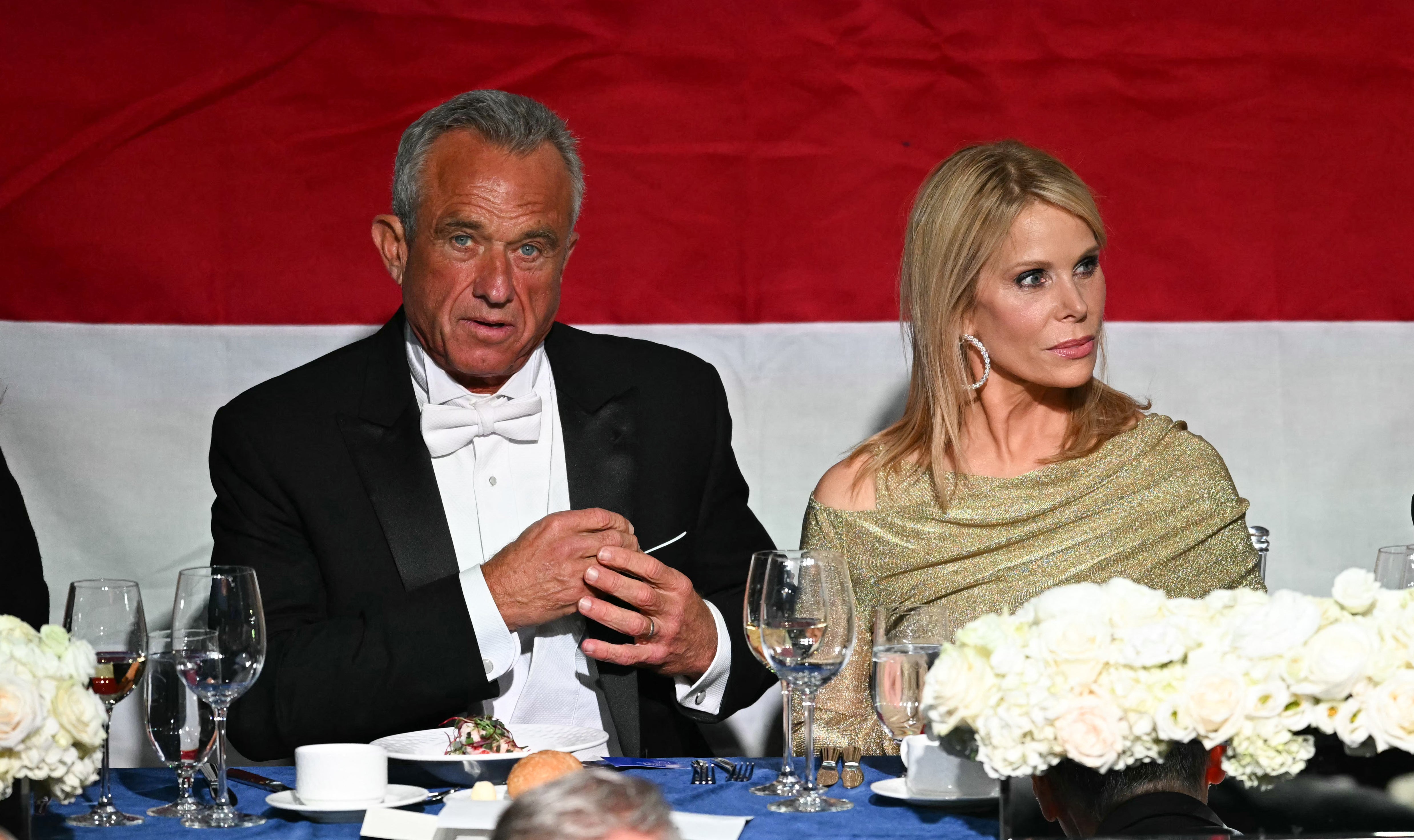 Department of Health and Human Services Secretary Robert F Kennedy Jr and his wife, actor Cheryl Hines. Hines said during a recent interview on the Joe Rogan podcast that the media was misrepresenting her husband as someone who is ‘trying to hurt people.’