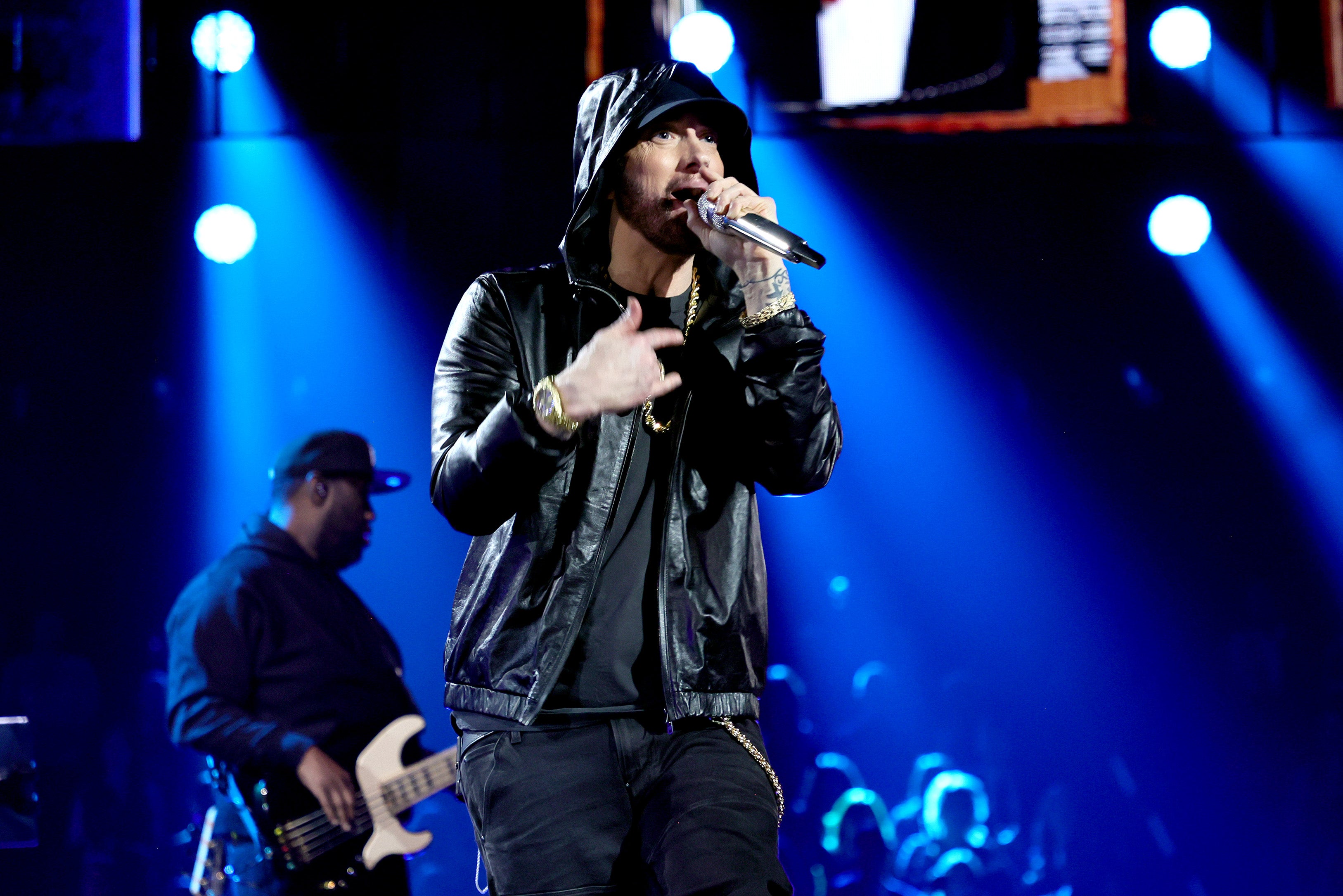 Eminem often goes by his trademark rap pseudonym, Slim Shady