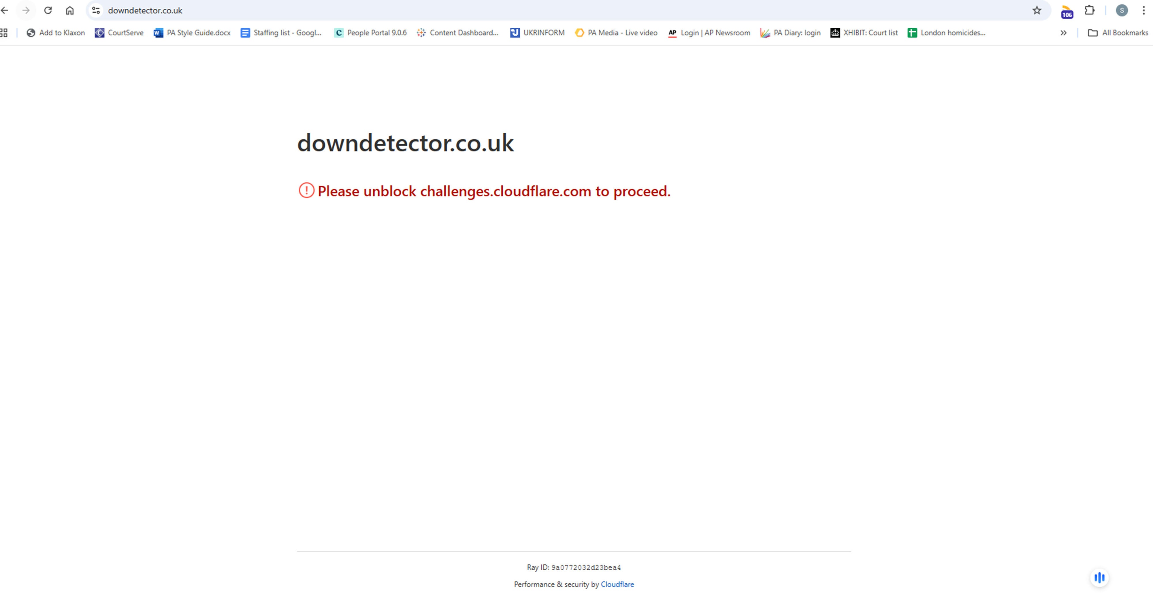 Grab from the DownDetector.co.uk website following the outage (DownDetector.co.uk/PA)