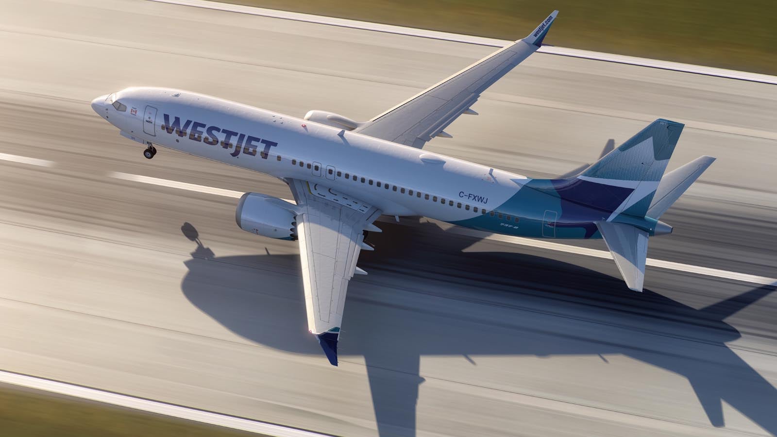 Cardiff here we come: WestJet Boeing 737 Max on the runway