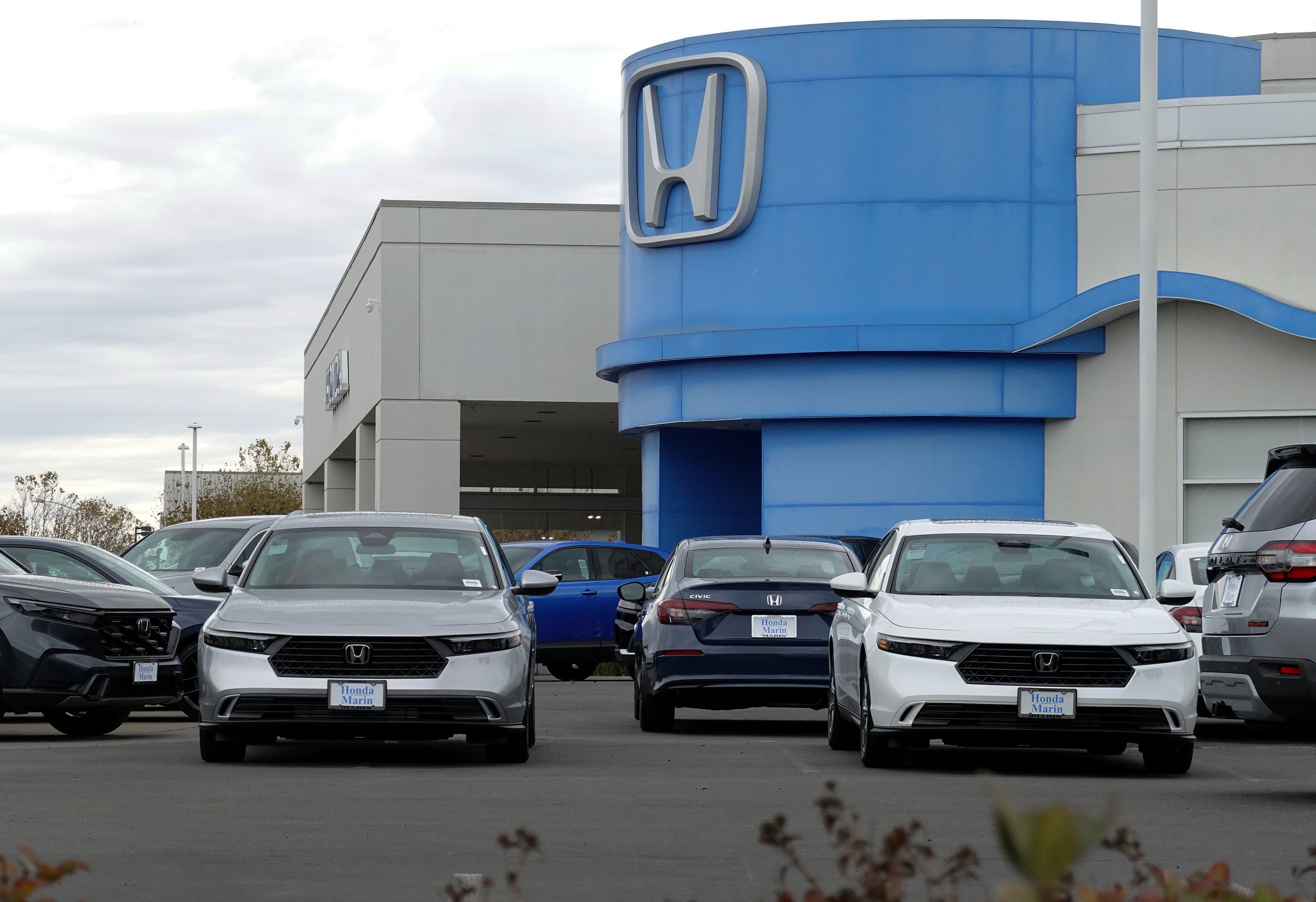 Honda Accord cars are displayed on the sales lot at Honda Marin on October 16, 2024 in San Rafael, California