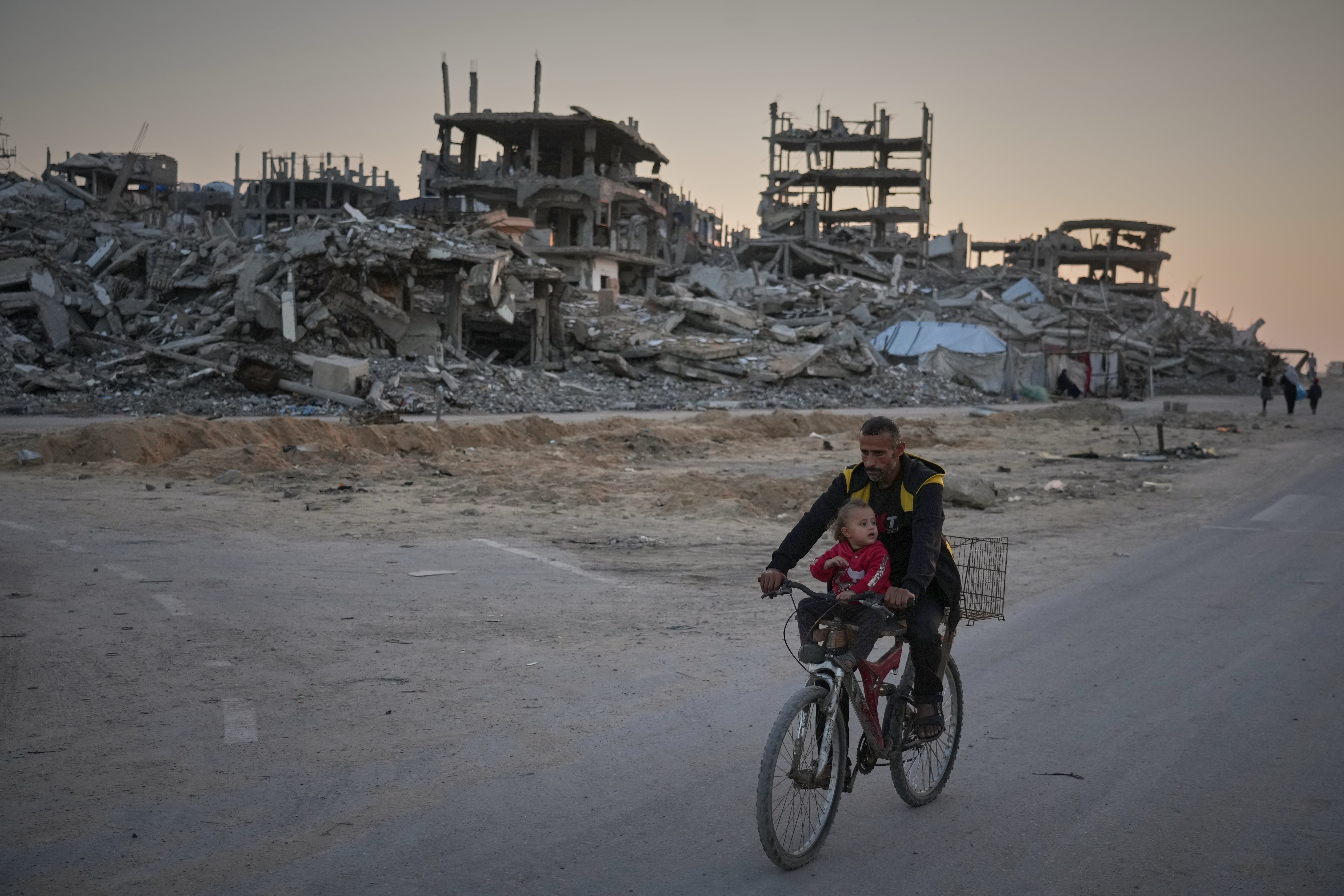 A destroyed street in the Al-Shati camp, Gaza City