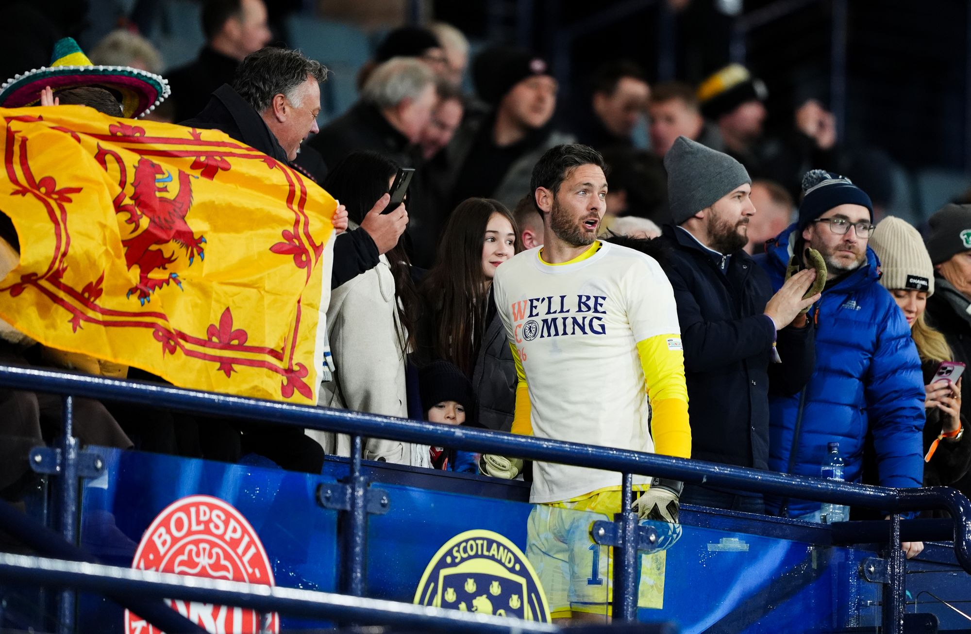 Craig Gordon celebrating Scotland’s qualification with his family