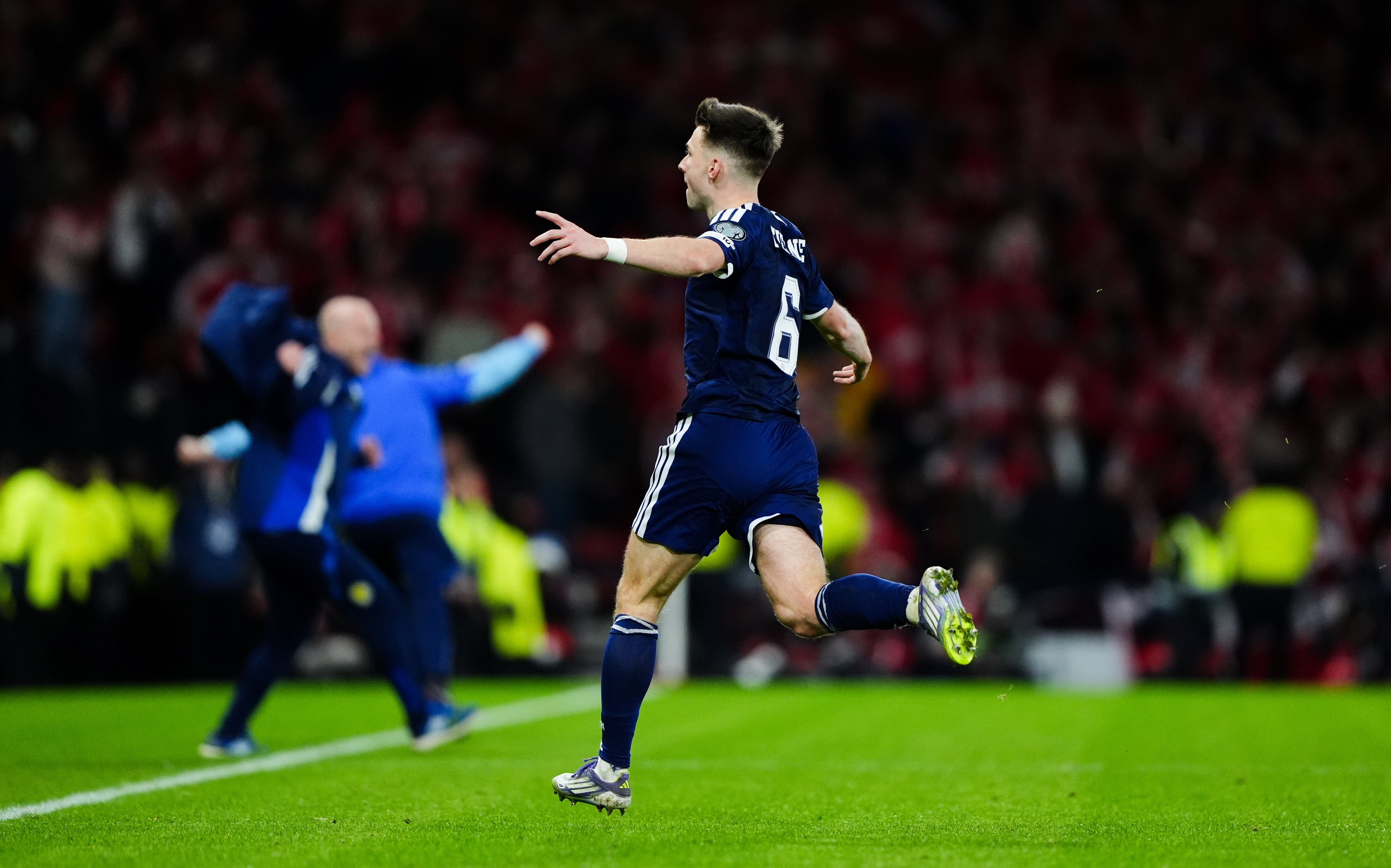 Kieran Tierney’s brilliant finish put Scotland ahead in stoppage time (Andrew Milligan/PA)