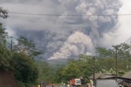 Mount Semeru in Indonesia has erupted with an 54,000ft ash cloud spouting into the air