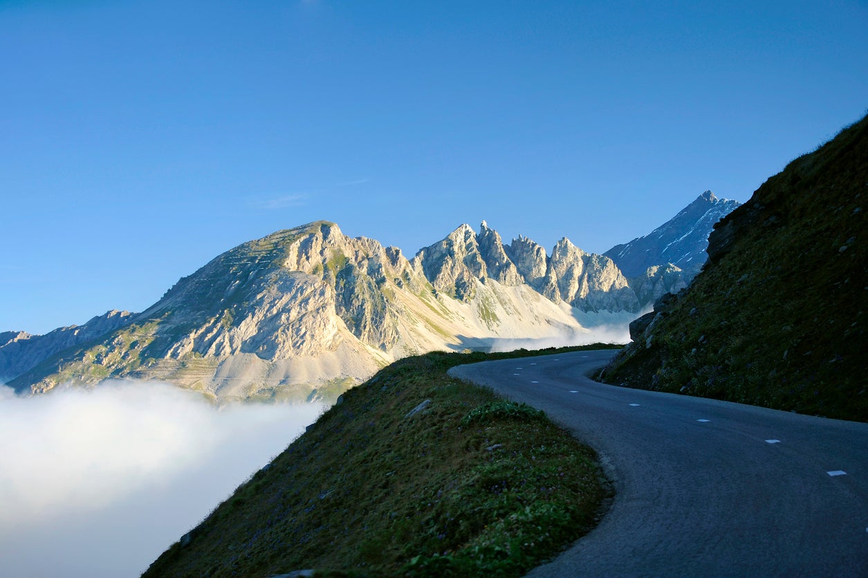 The Col de l’Iseran pass, which at 9,088ft above sea level is the highest paved pass in France, is one of the highlights of the Route des Grandes Alpes