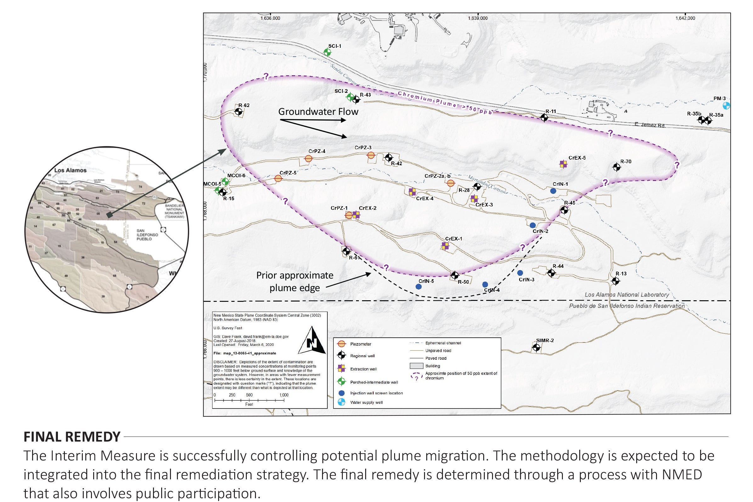 A graphic shows where a water treatment system was deployed to control the spread of the plume