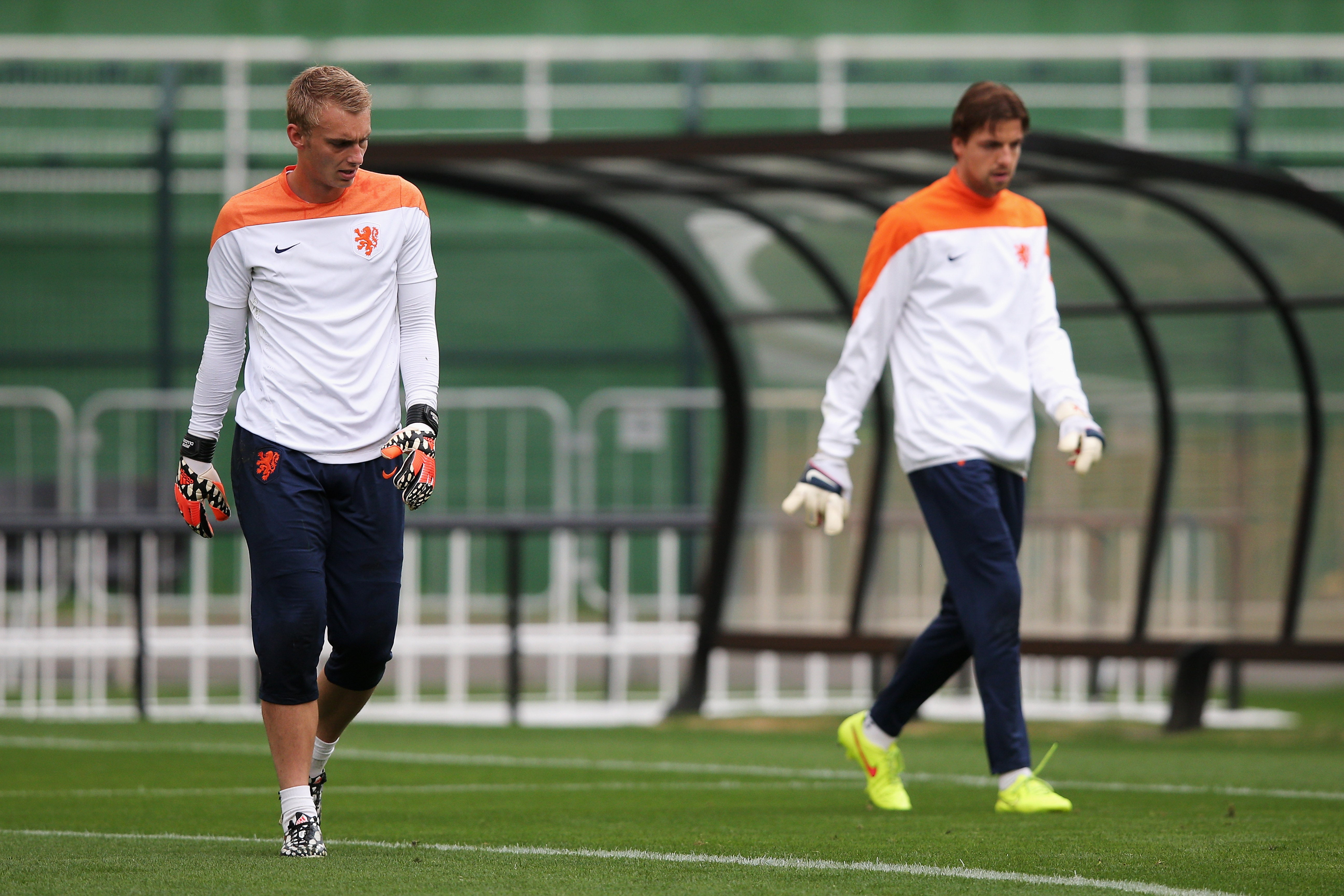 Tim Krul and Jasper Cillessen at the 2014 World Cup
