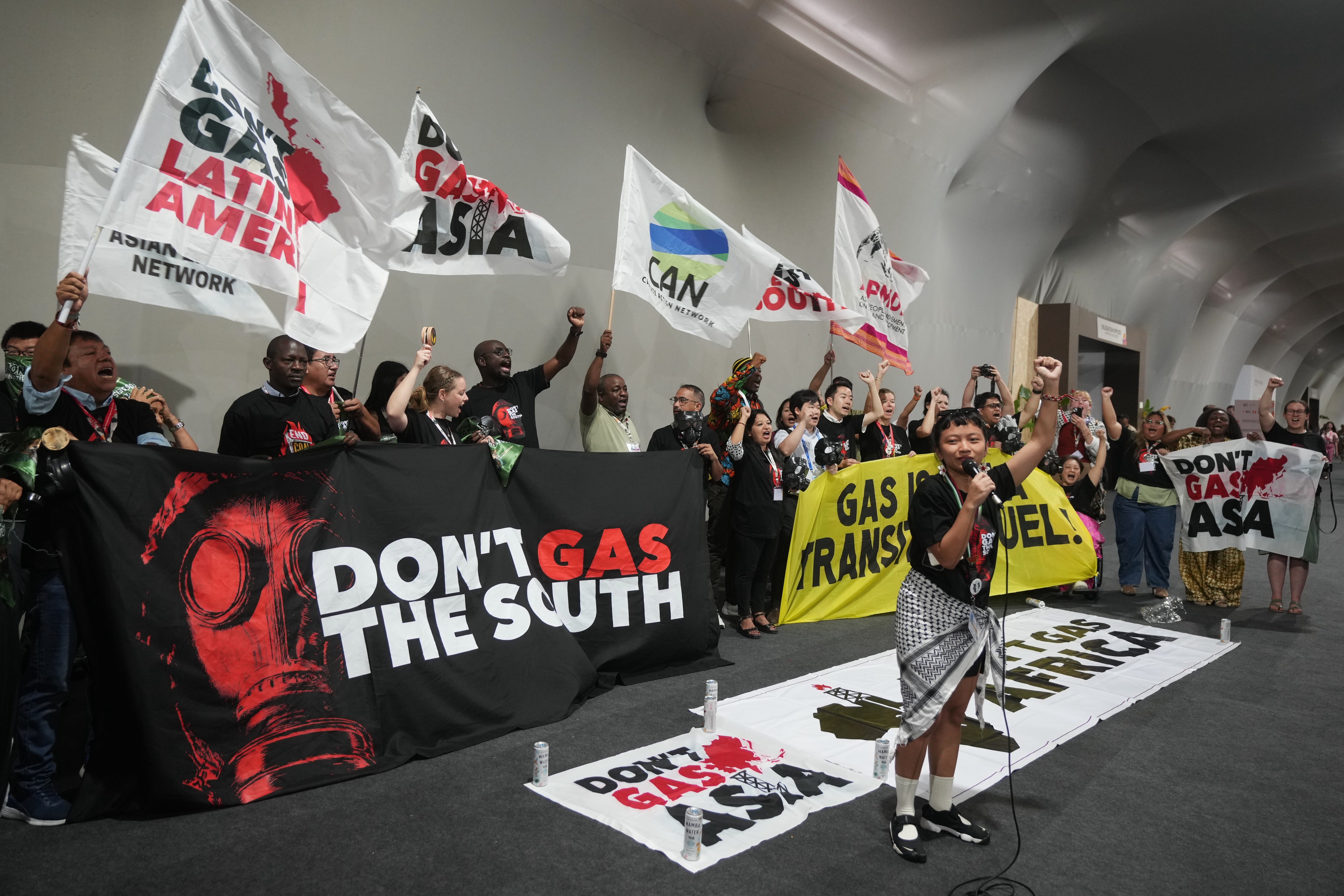 Activists participate in a demonstration against fossil fuels at the Cop30 UN Climate Summit