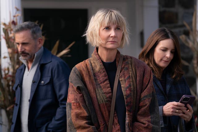 <p> (L to R) Steve Carell as Nick, Kerri Kenney as Anne, and Tina Fey as Kate Netflix’s The Four Seasons which examines at marital upset in midlife</p>