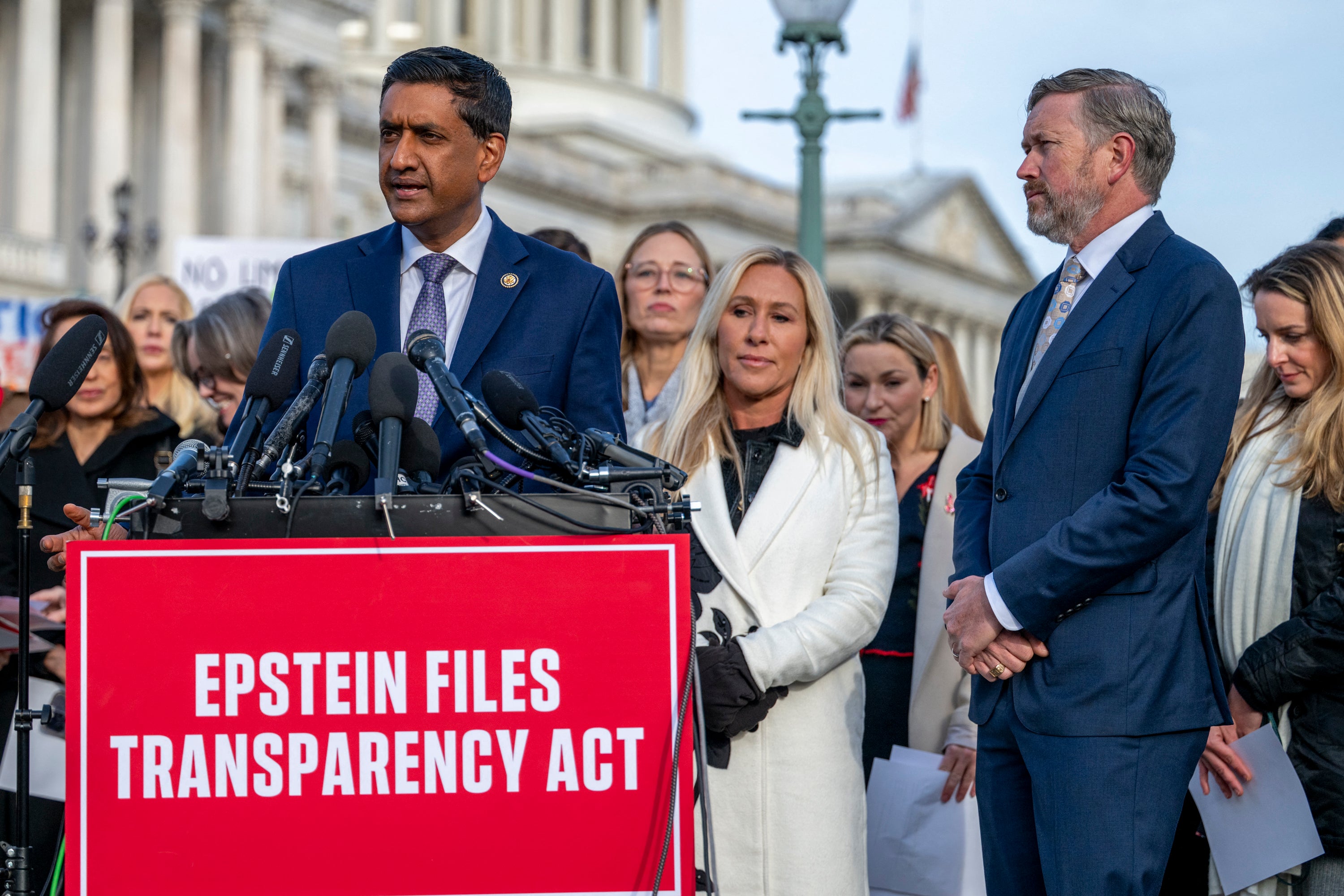 Reps. Ro Khanna (D-Calif.), Marjorie Taylor Greene (R-Ga.) and Thomas Massie (R-Ky.) led the efforts to release files related to Jeffrey Epstein.