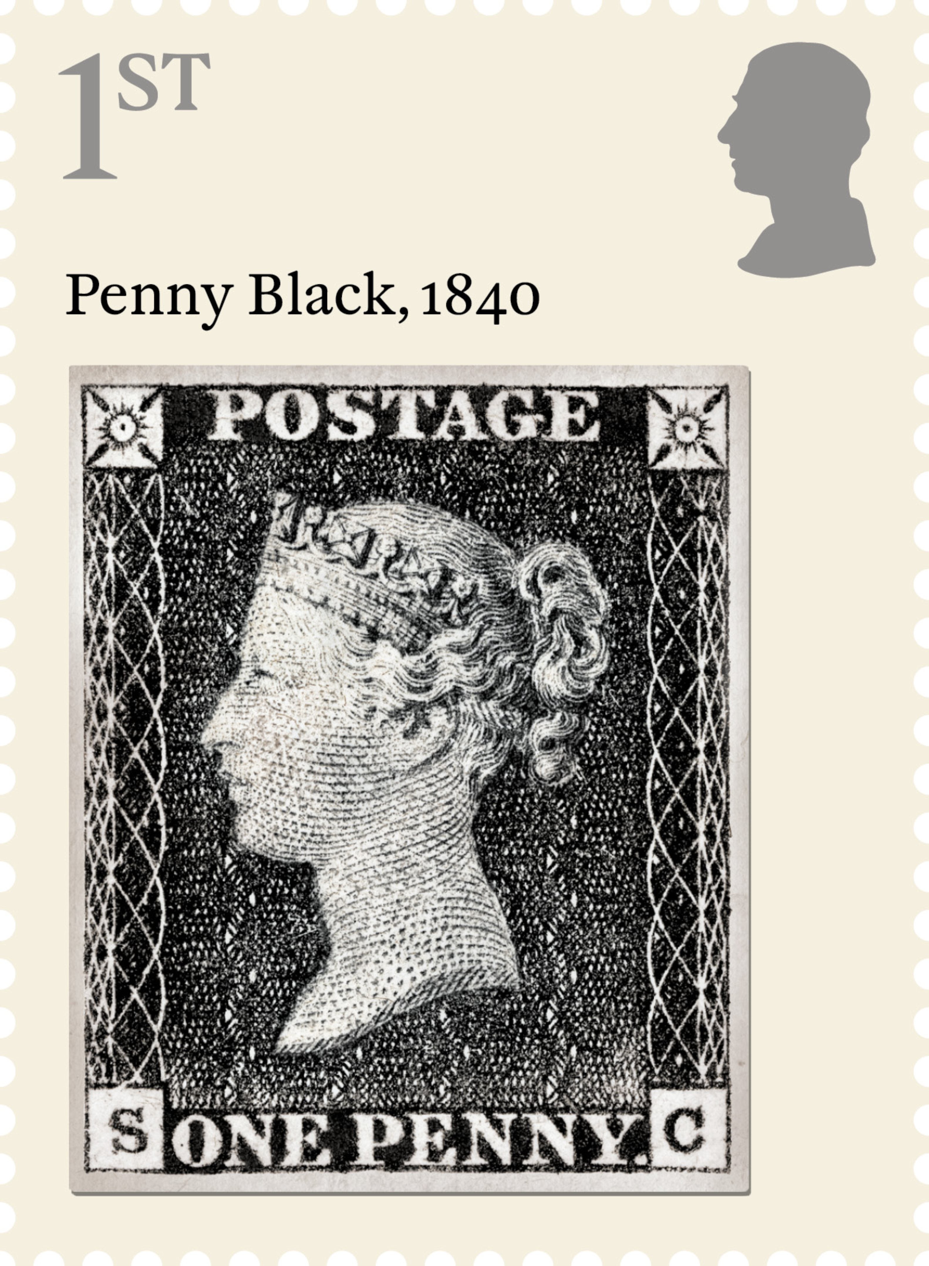The Penny Black was first issued in 1840