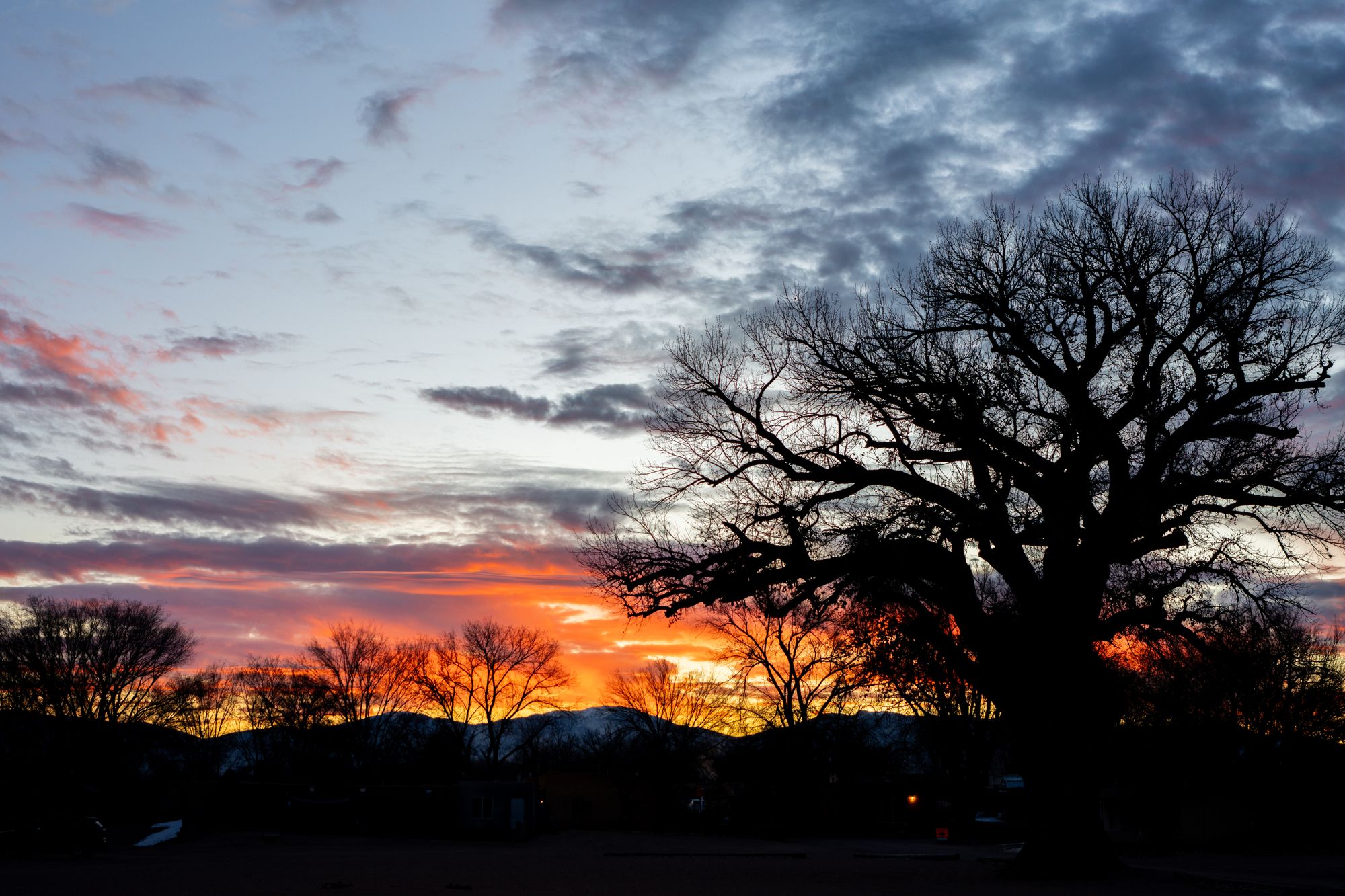 Sunrise in the San Ildefonso Pueblo, where a toxic chromium plume has spread