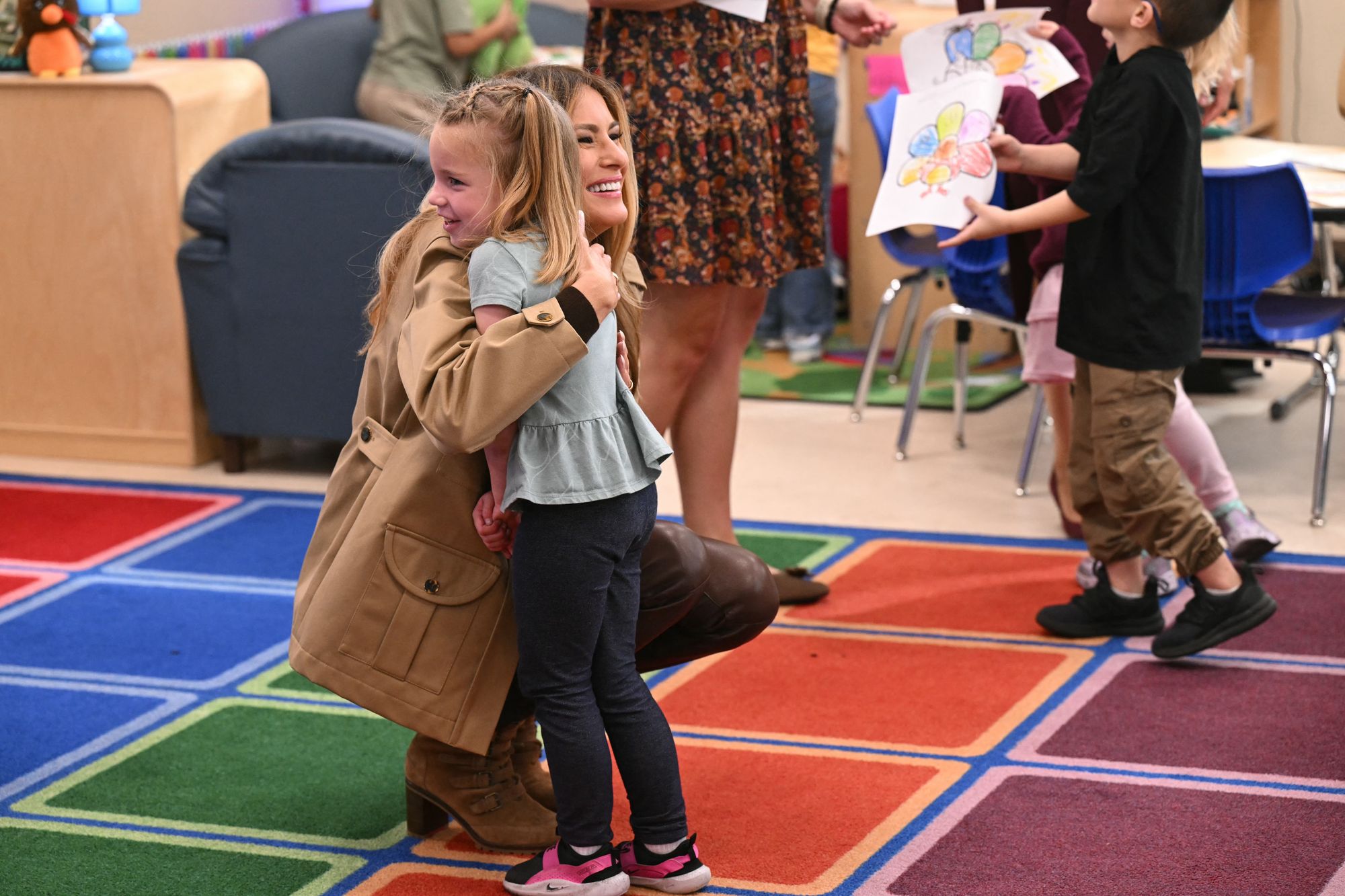 Trump met with young students at DeLalio Elementary School at Marine Corps Air Station New River as part of a Thanksgiving message to military families
