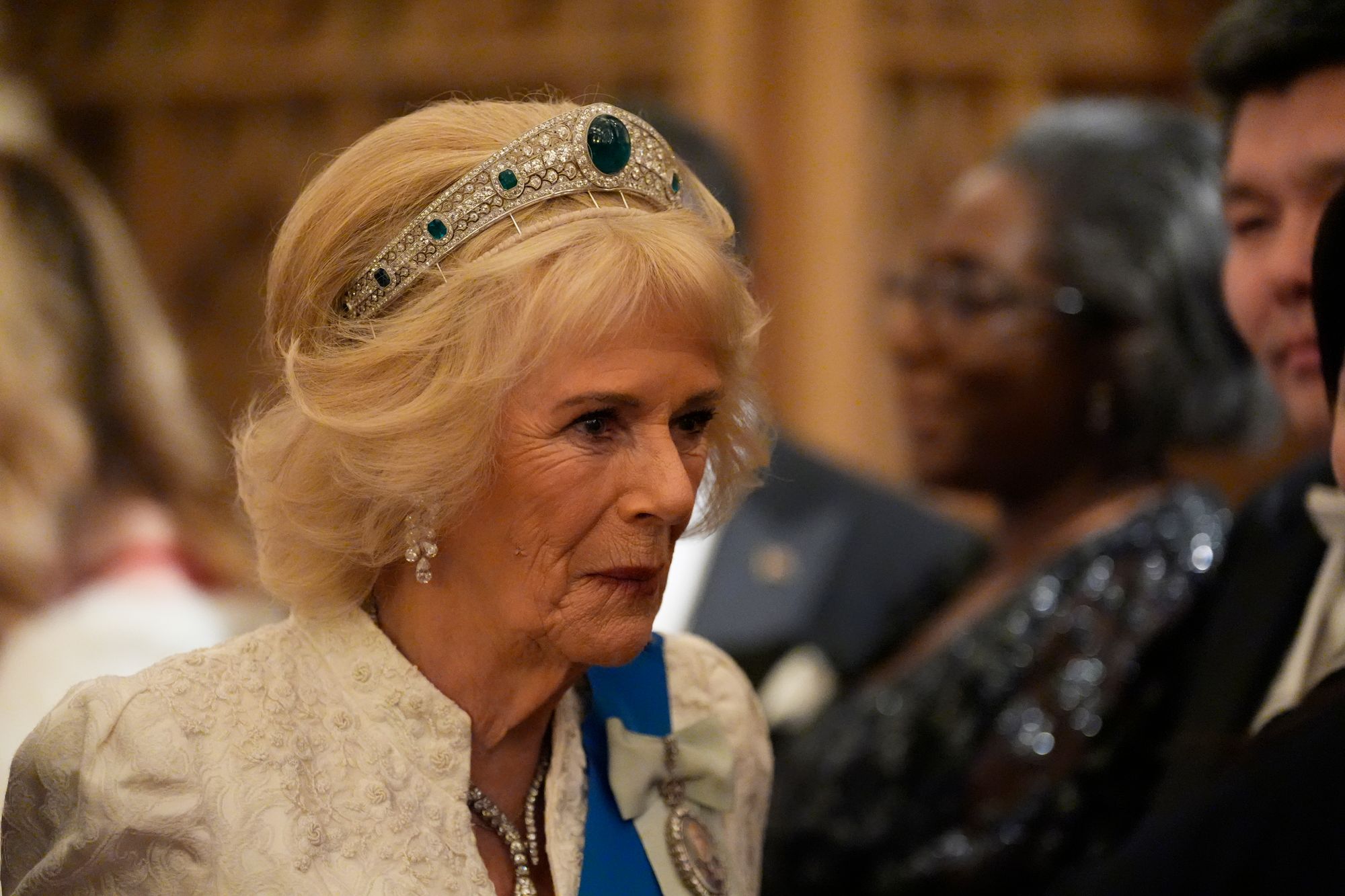 Queen Camilla during the Diplomatic Corps reception at Windsor Castle, Berkshire. Picture date: Tuesday November 18, 2025. PA Photo. Photo credit should read: Andrew Matthews/PA Wire
