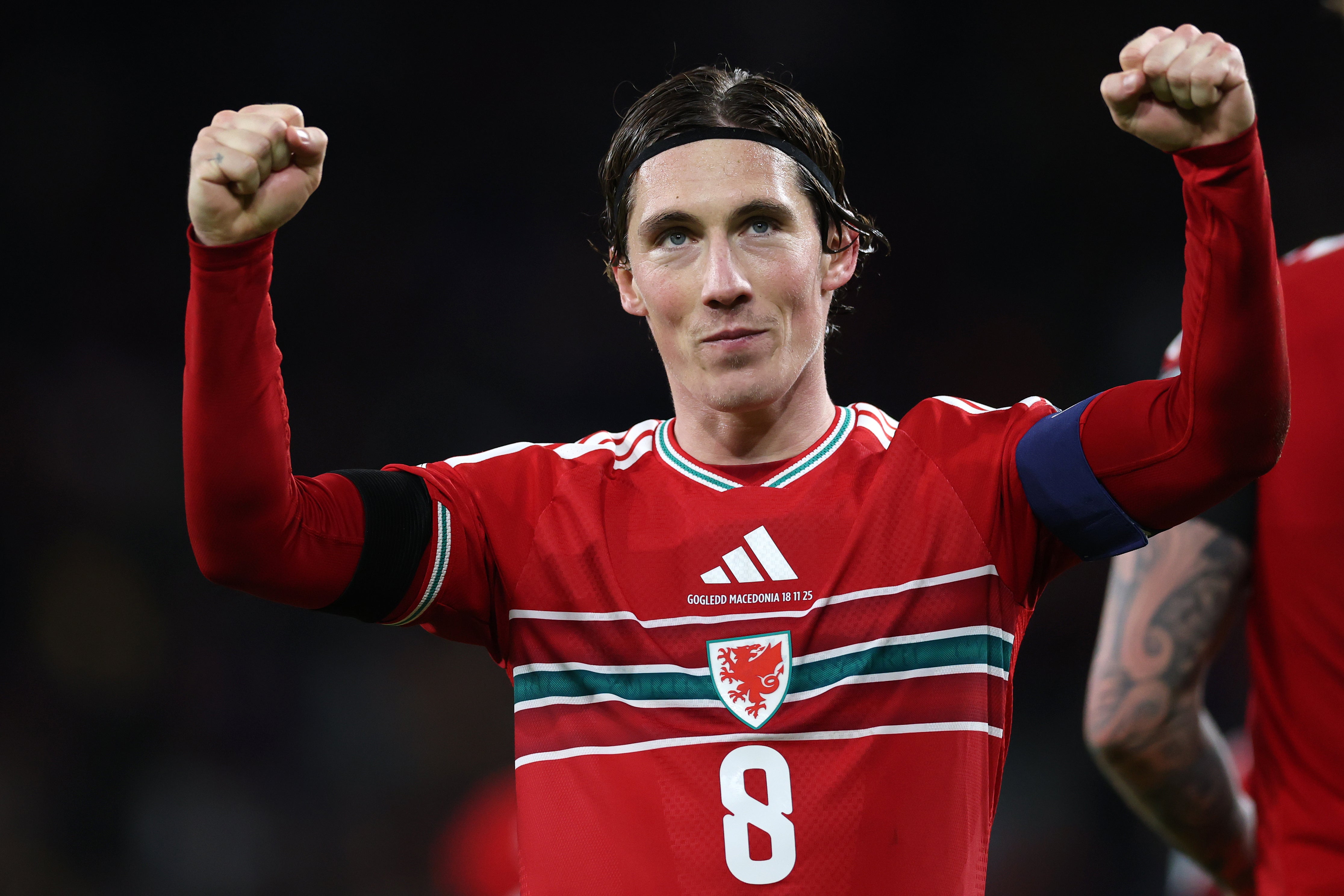 Harry Wilson of Wales celebrates scoring his third goal against North Macedonia