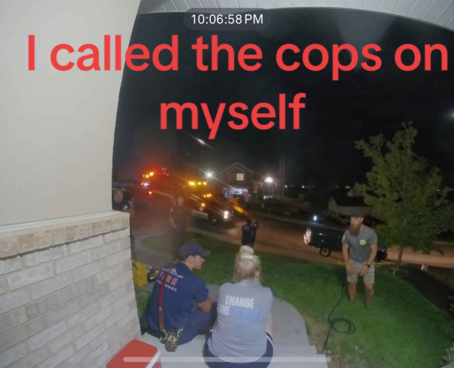 Kylie Grimes, center, speaks with Utah first responders after she called 911 to receive emotional support. Grimes was caring for four children under the age of 12 — two with diabetes — and broke down after her youngest began choking on soil from a house plant