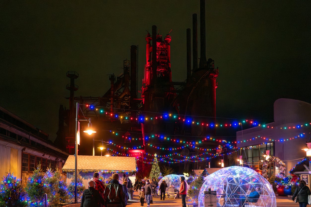 Bethlehem Christmas market is set against the backdrop of the old Bethlehem Steel blast furnaces