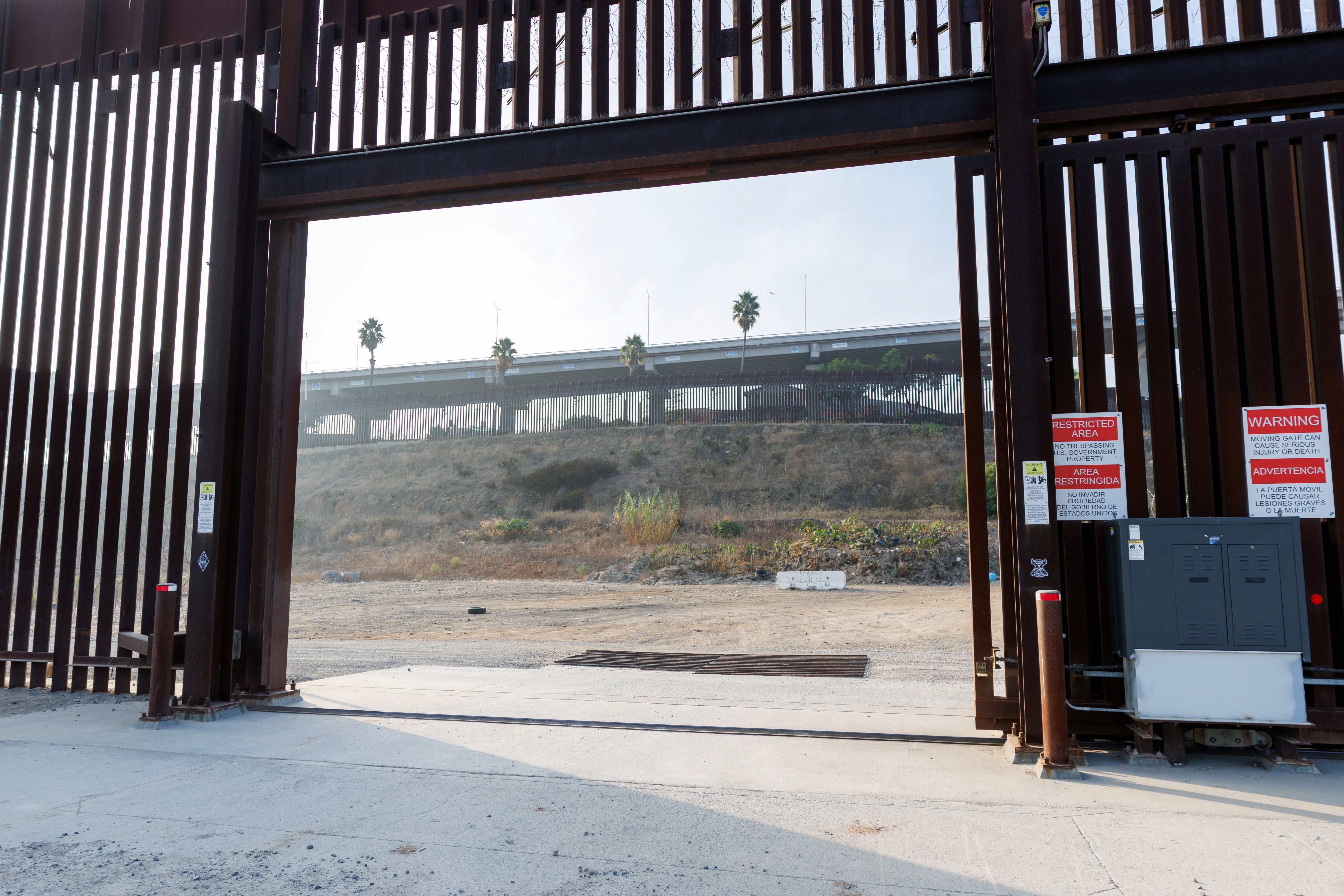 Whiskey 8, a section of the U.S.-Mexico border wall where migrants gathered to enter the United States two years ago, now stands empty and locked down by U.S. Border Patrol in the San Ysidro neighborhood of San Diego, California, U.S. October 31, 2025. REUTERS/Mike Blake
