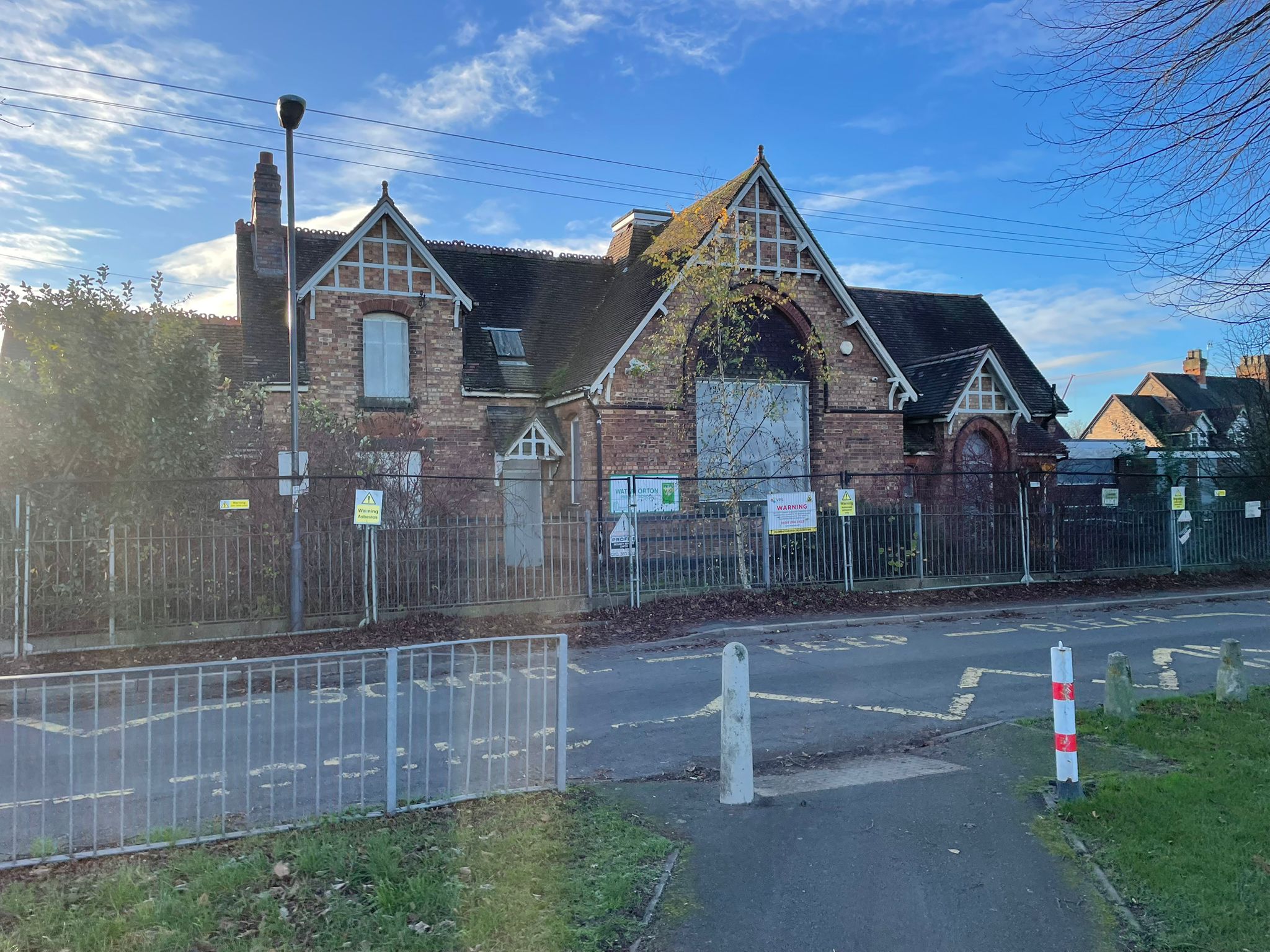 The old school building of Water Orton Primary School, now boarded up after it was relocated due to HS2