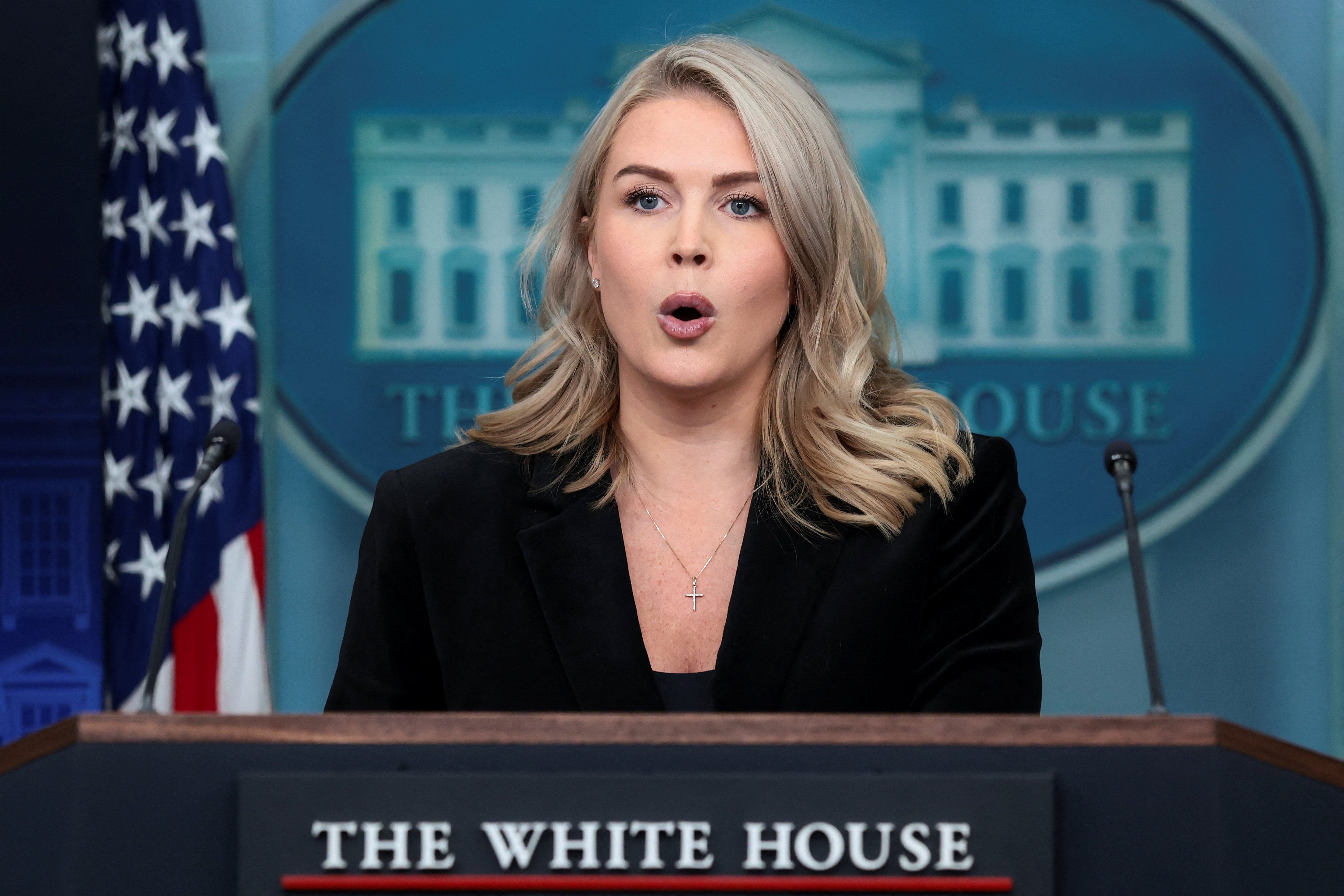 Press Secretary Karoline Leavitt accused Democratic senators and Congress members of delivering a “radical message” that could “disrupt the chain of command” when she was asked about Trump’s call for them to face death penalty.