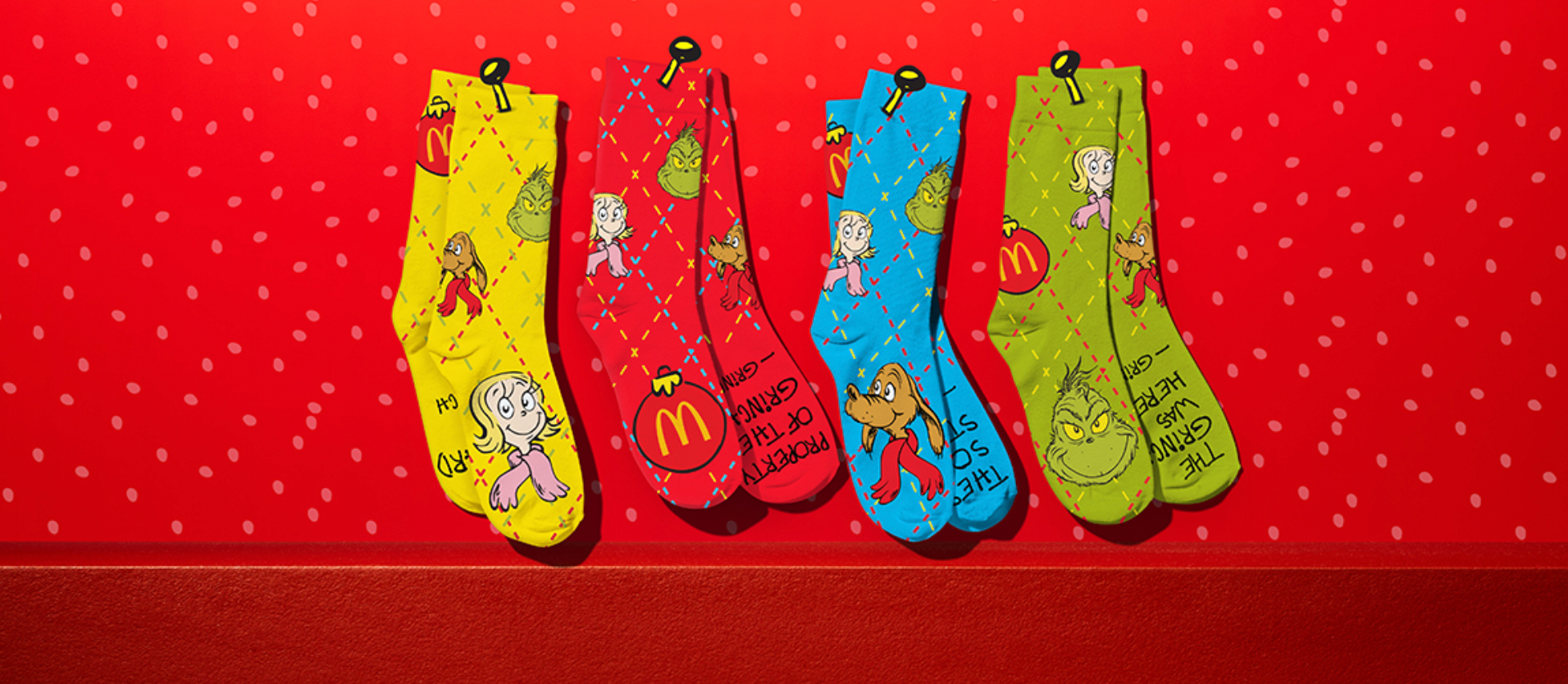 The Grinch Meal will come with themed socks in one of four colors