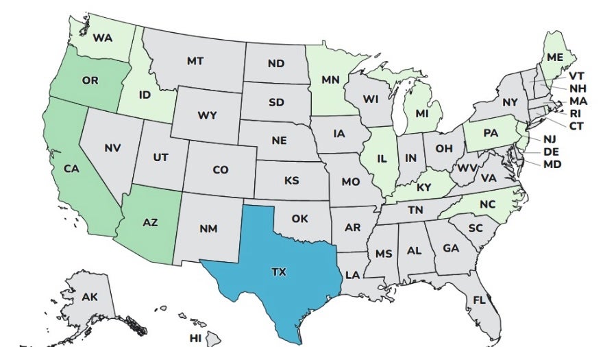 According to a CDC map, Texas has had the most cases, between five and six