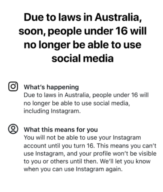 Australian users suspected of being under 16 start getting notifications on Instagram