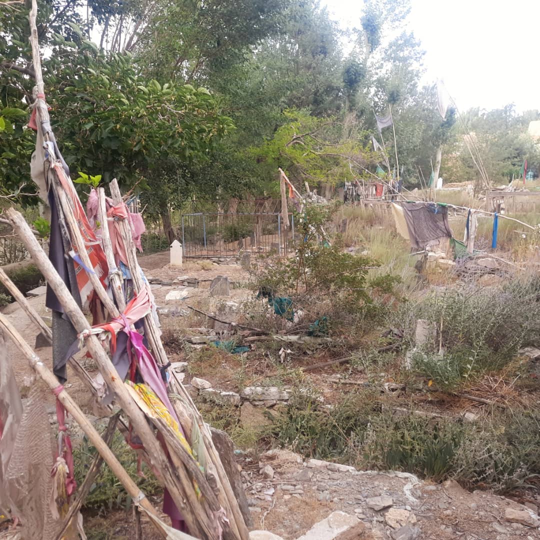 A martyrs’ cemetery with an Arab fighter’s grave in Kharote village of Maidaan-Shar