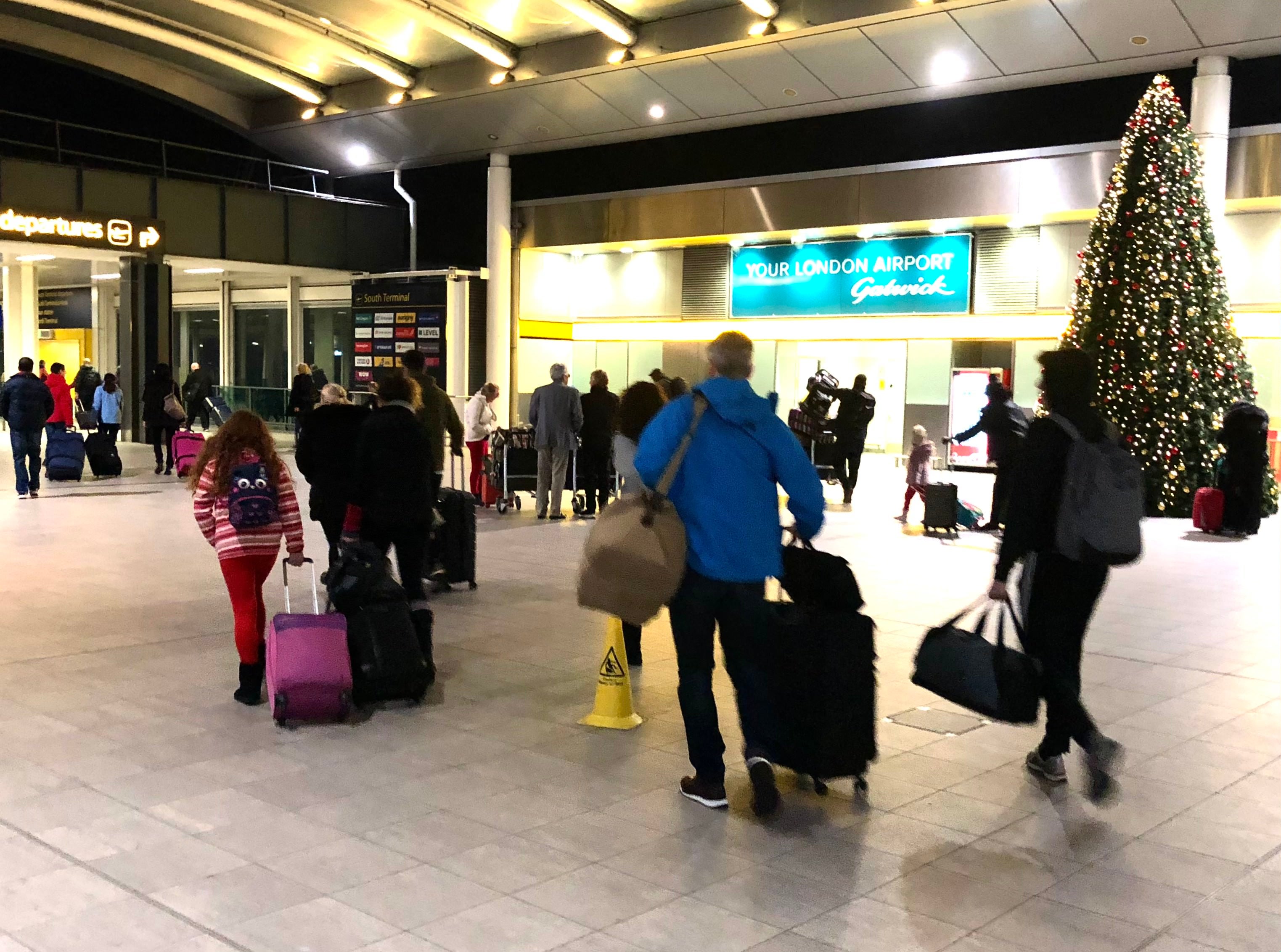 Passengers queue at Gatwick’s south terminal