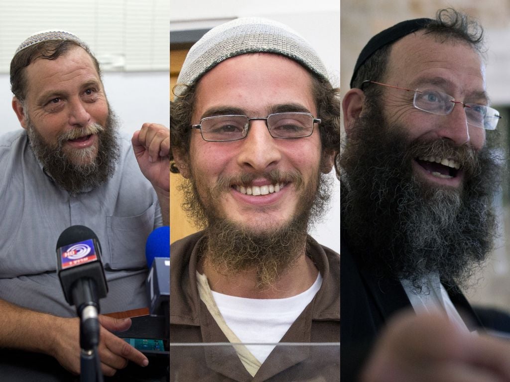 <p>Israeli nationals Ben-Zion Gopstein, left, Meir Mordechai Ettinger, and Baruch Marzel have already been sanctioned by the EU over their extremist activities</p>