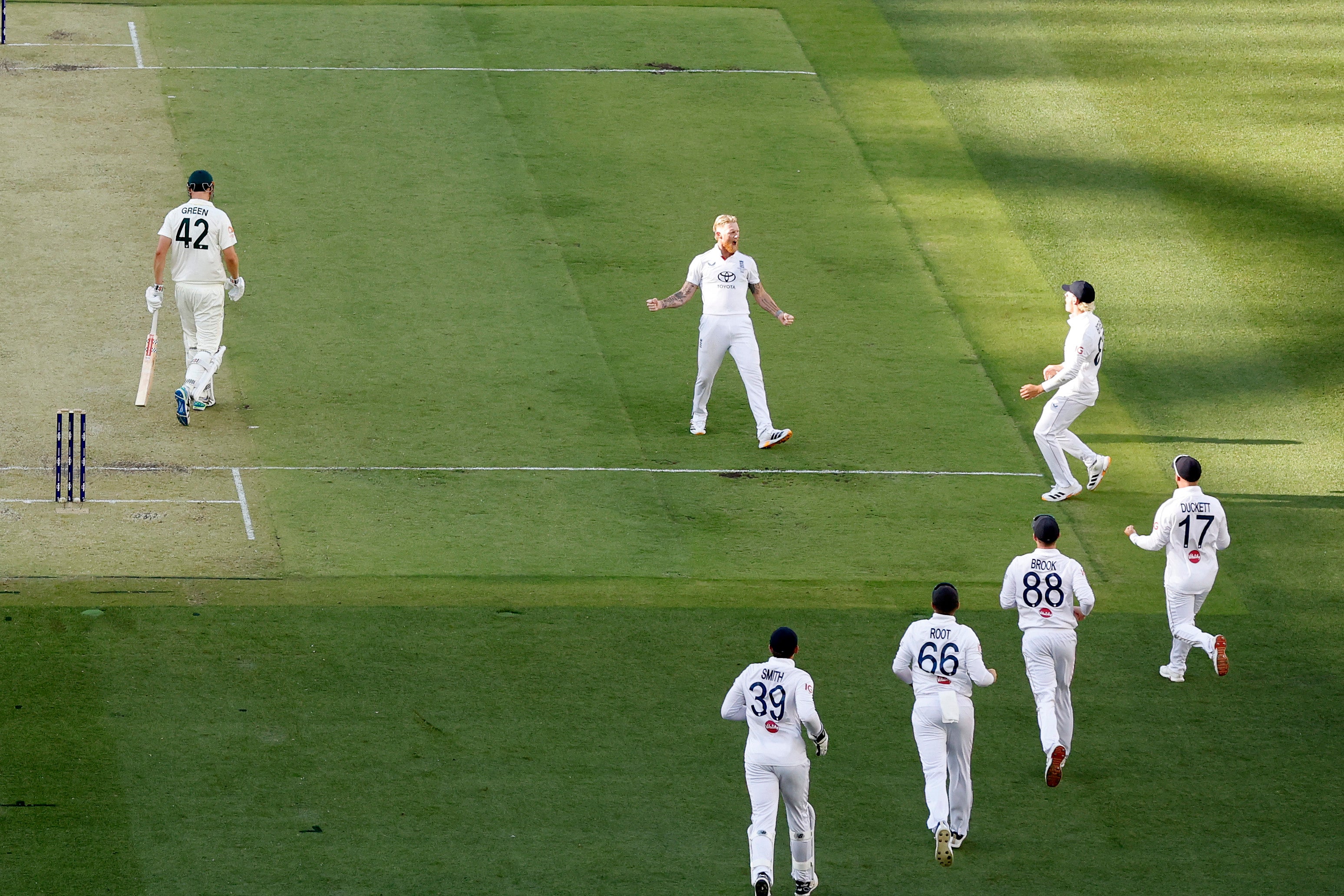 Stokes celebrates the wicket of Cameron Green