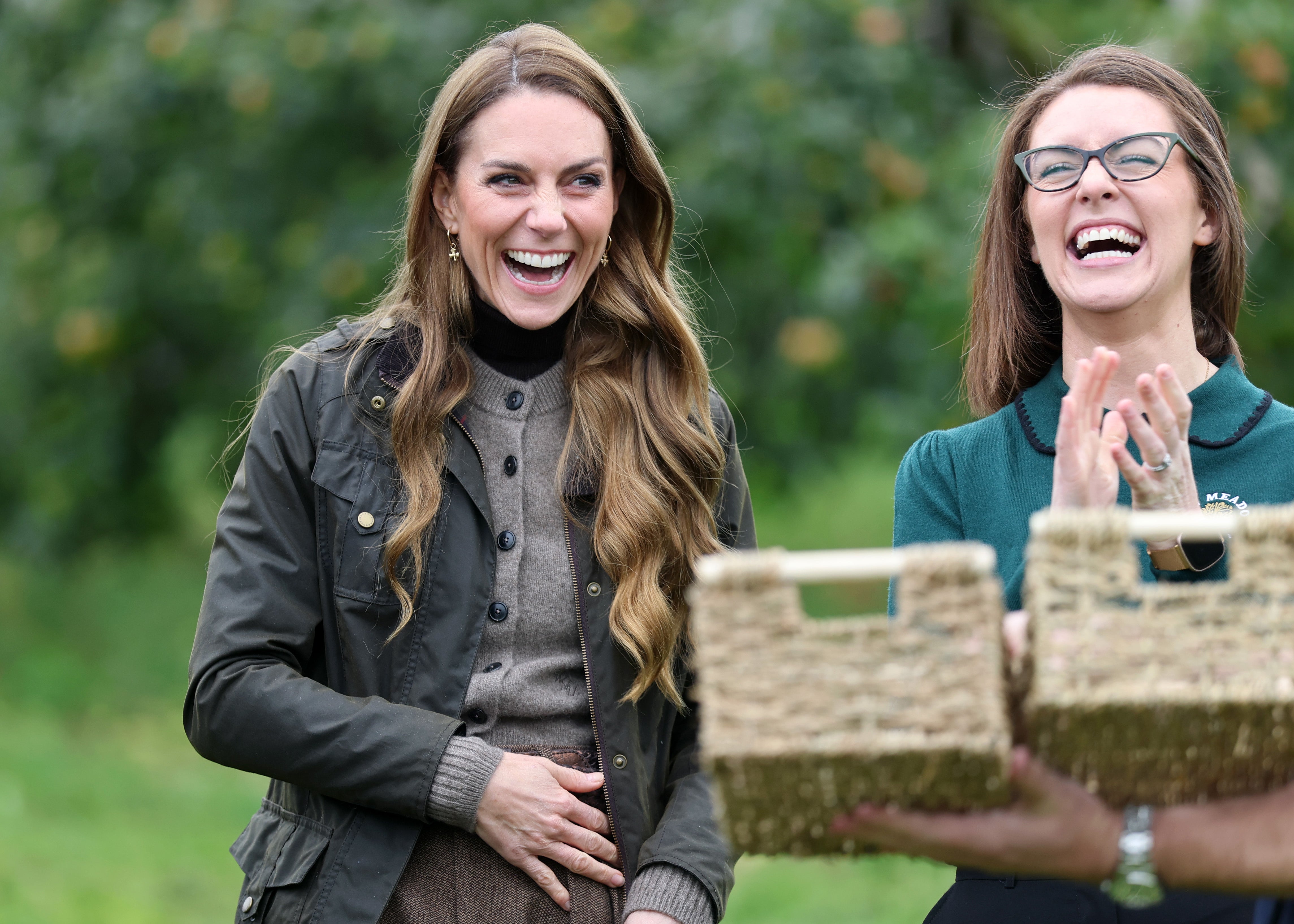 Kate Middleton wearing her wax Barbour jacket