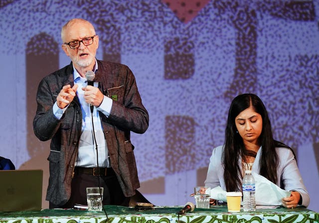 <p>Jeremy Corbyn and Zarah Sultana take part in a discussion on Your Party, their new political party, at The World Transformed conference</p>