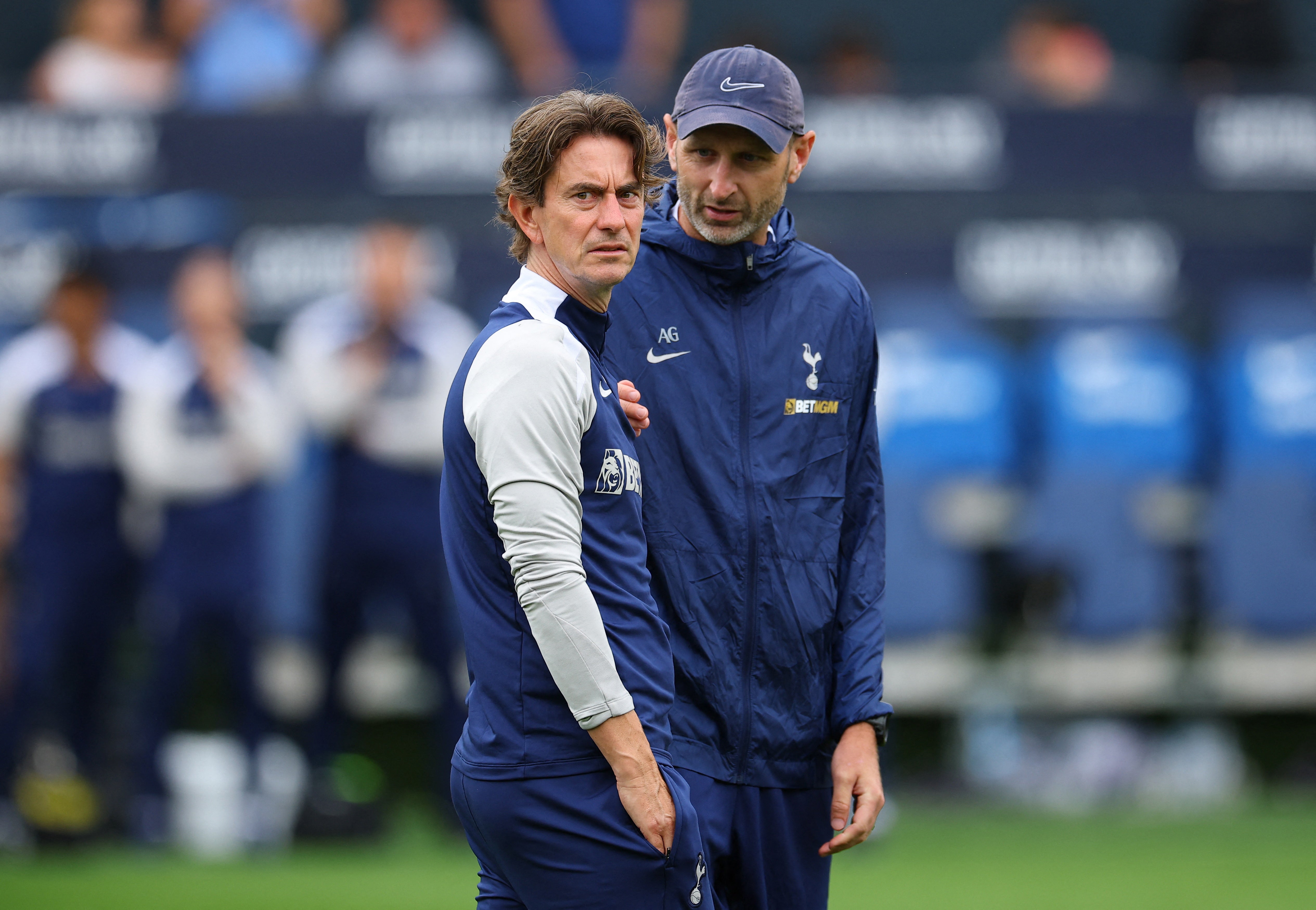 Spurs, like Arsenal, have excelled at set pieces this season and much of that success is owed to Andreas Georgson, right