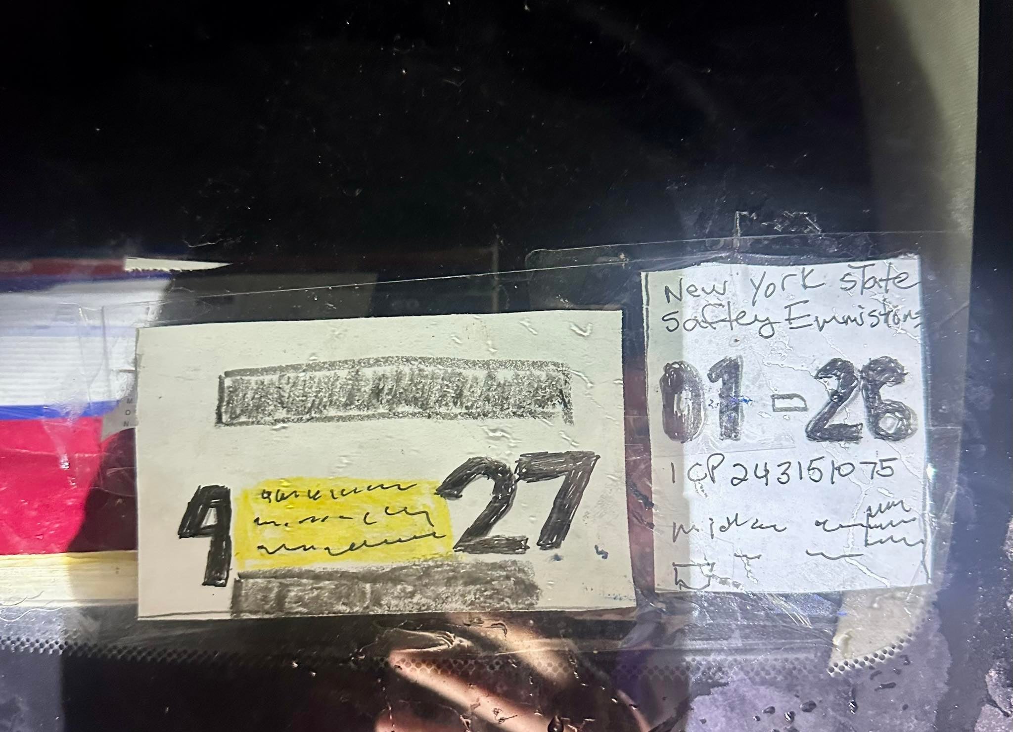 Driver gets ticketed after police discover fake inspection and registration stickers drawn with crayon