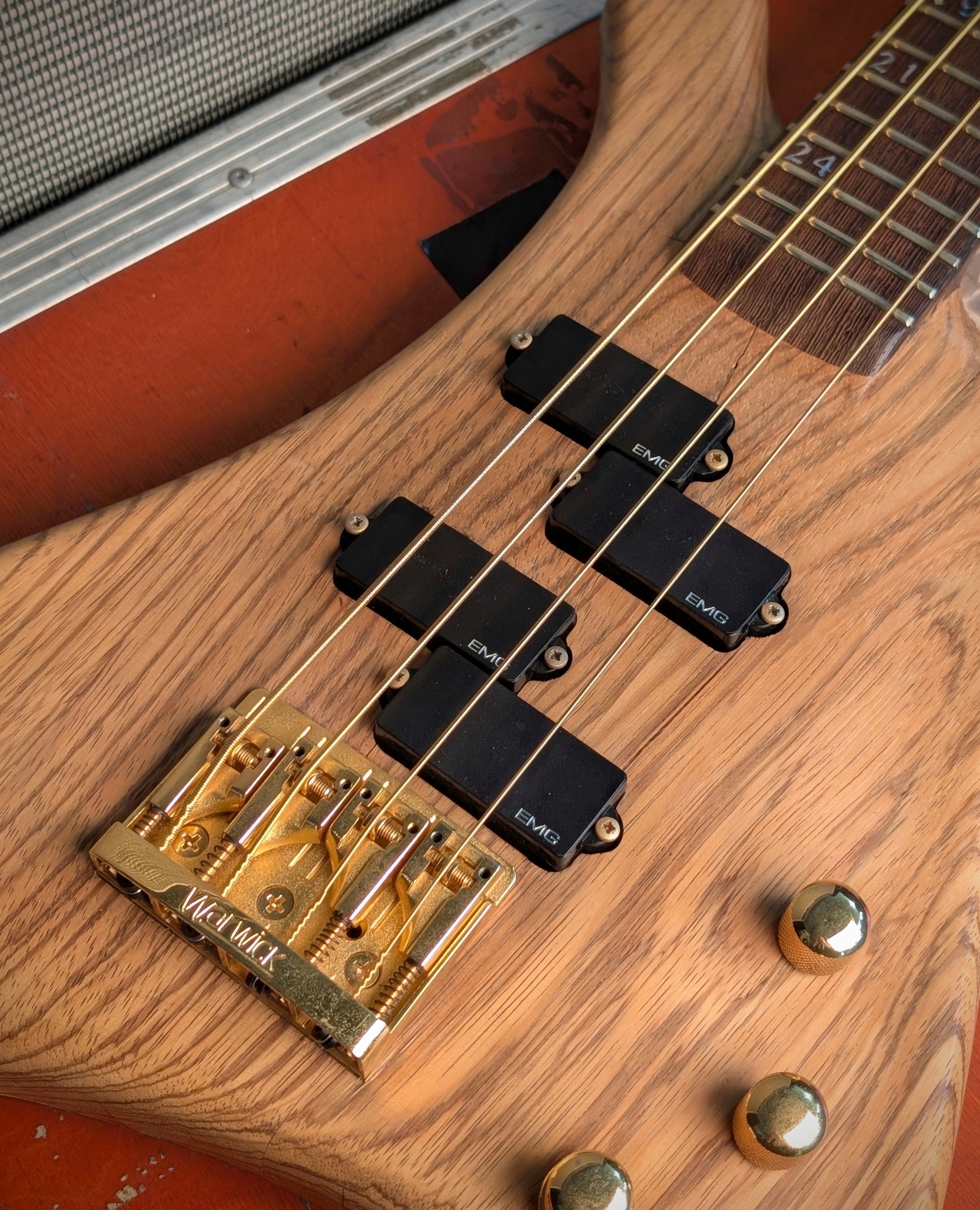 The unique wood grain on the Warwick Buzzard bass has proven the link to John Deacon and Queen (Gardiner Houlgate/PA)