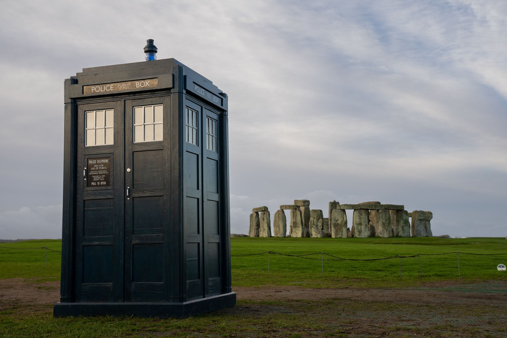 The Doctor Who Tardis at Stonehenge in Wiltshire