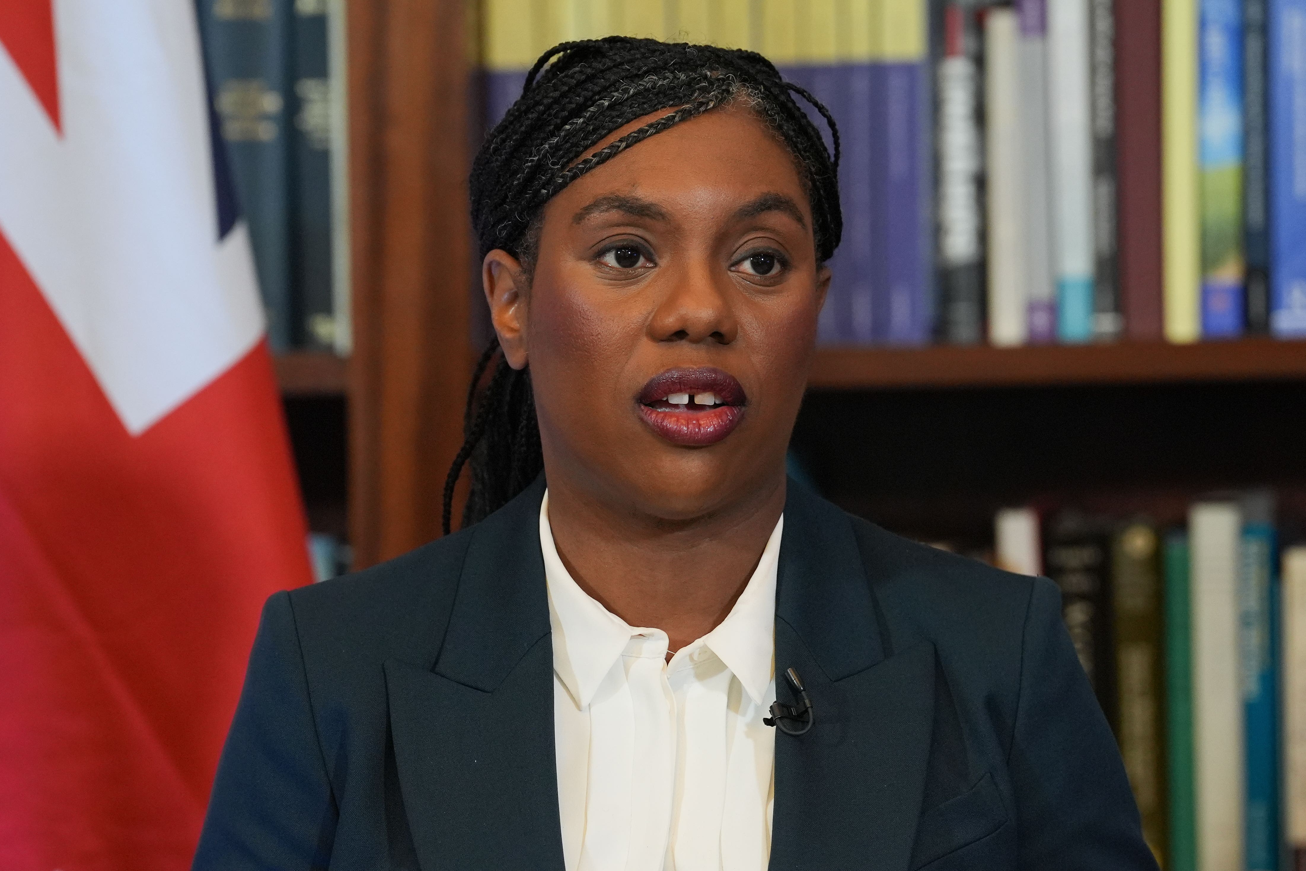 Conservative Party leader Kemi Badenoch during a press conference at the British Academy in Carlton House Terrace, south west London (Lucy North/PA)