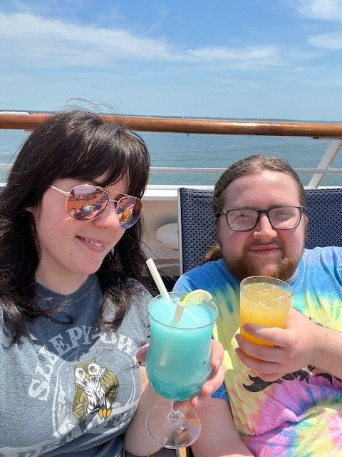 Lewis and Ameila on holiday together in 2022