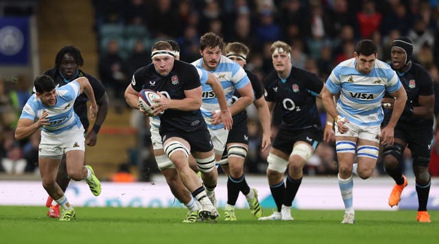 <p>Sam Underhill leads a charges against the Pumas on Sunday</p>