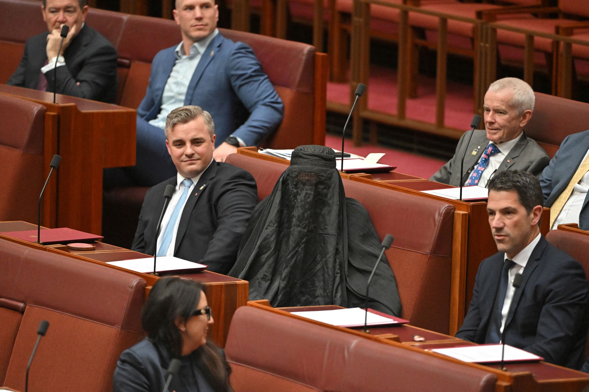 The Senate erupted in fury when Hanson entered the room in a burqa