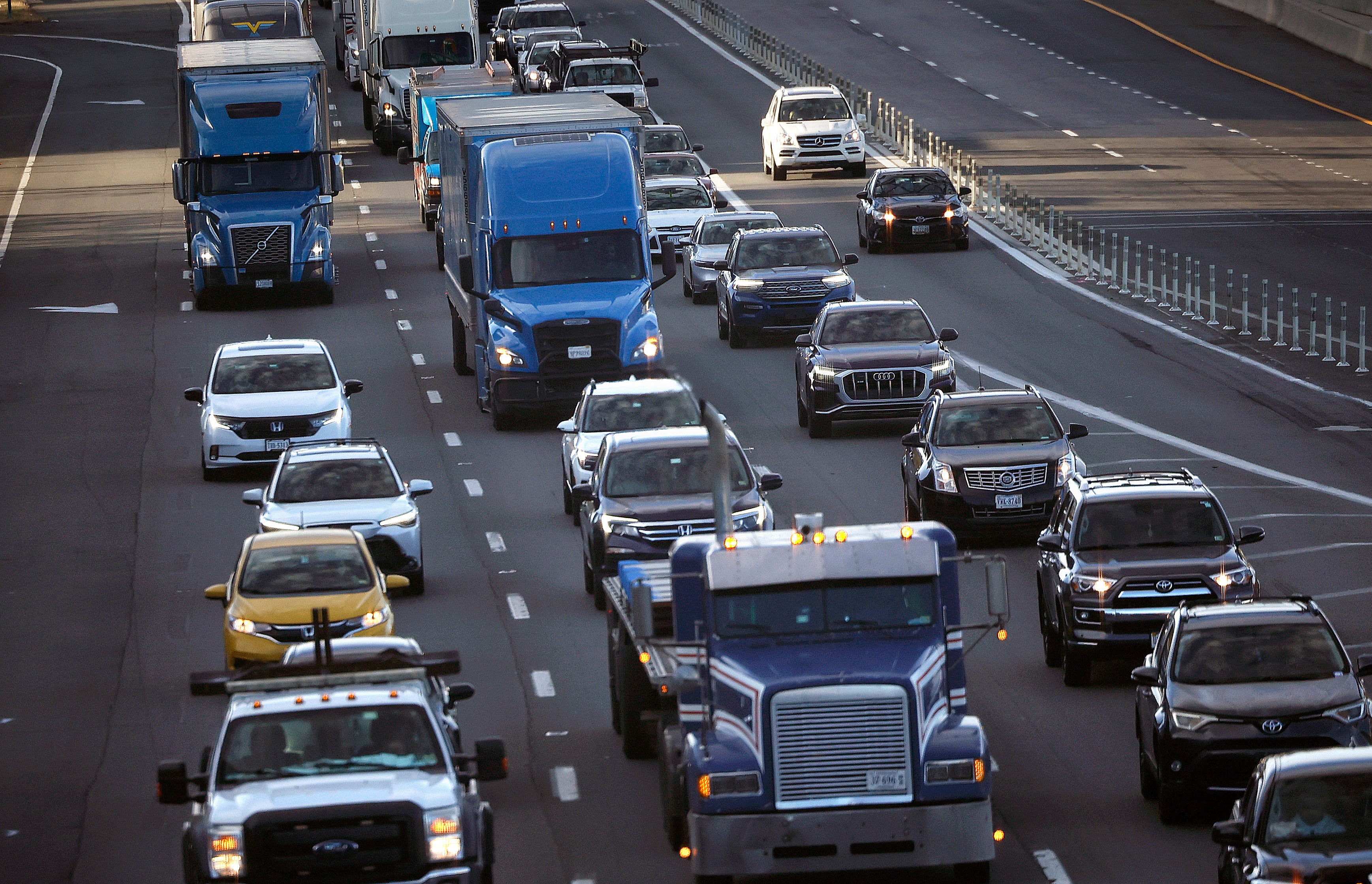 Vehicles travel on Interstate 495, the Capital Beltway, on November 27, 2024 in Tysons Corner, Virginia