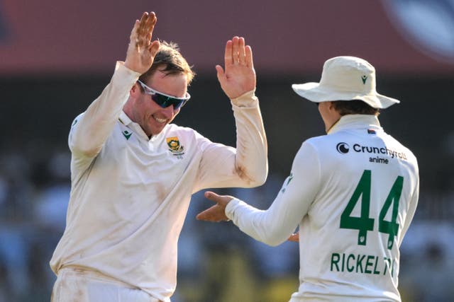 <p>Simon Harmer will hope to take South Africa to victory on day five with India set a massive chase</p>