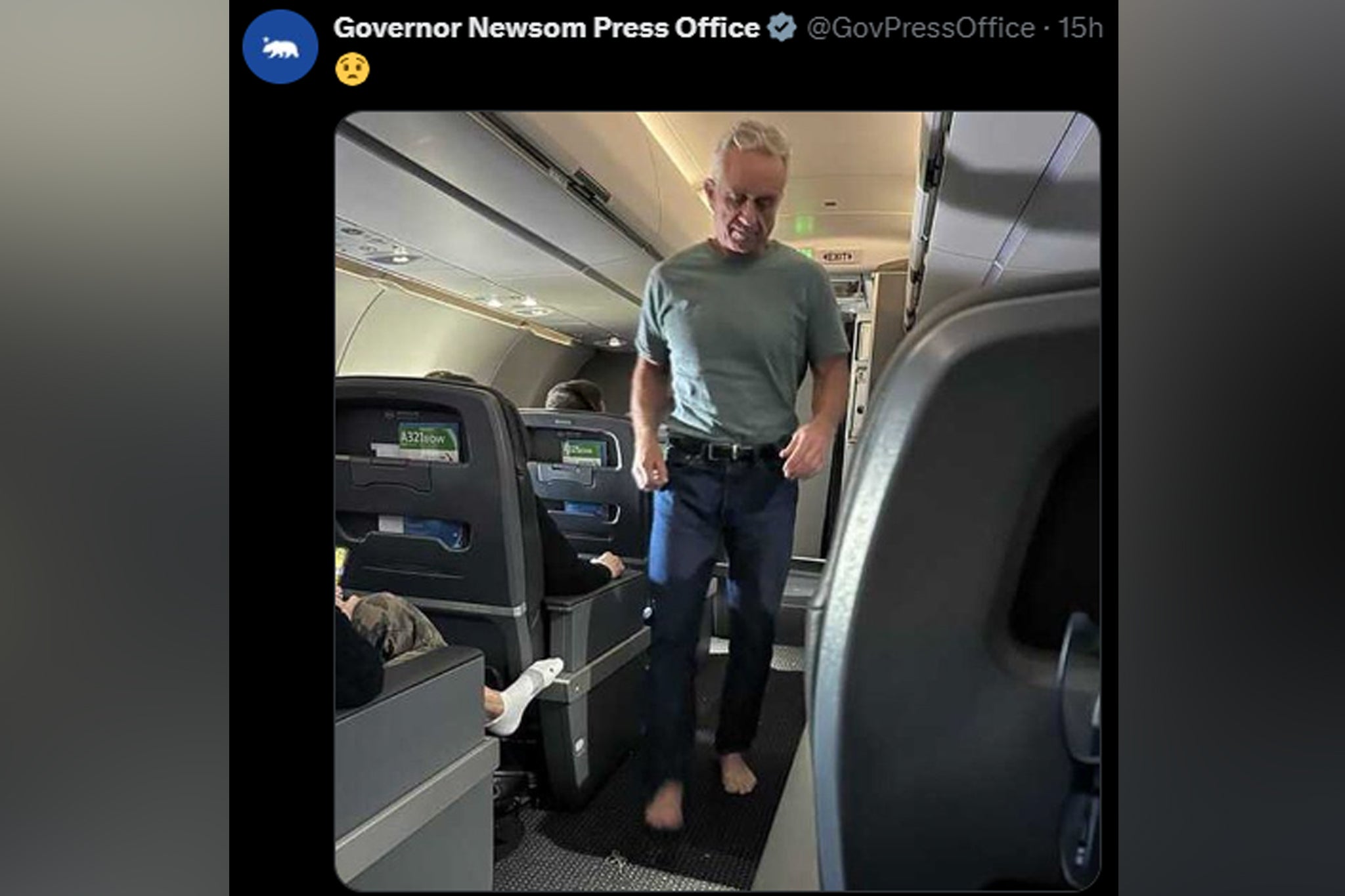 Newsom fired off this tweet in the aftermath of Transport Secretary Sean Duffy’s dramatic calls for a new airline passenger dress code