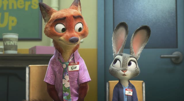 <p>Nick Wilde, voiced by Jason Bateman, left, and Judy Hopps, voiced by Ginnifer Goodwin, in Zootopia 2</p>