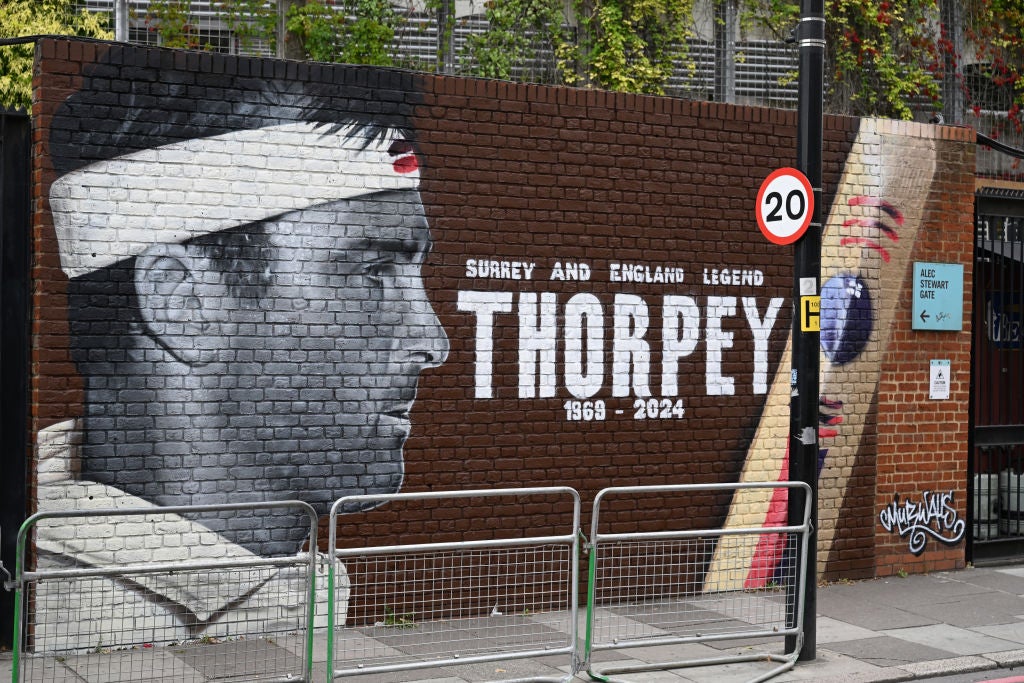 A mural dedicated to Graham Thorpe at The Kia Oval after his death was announced