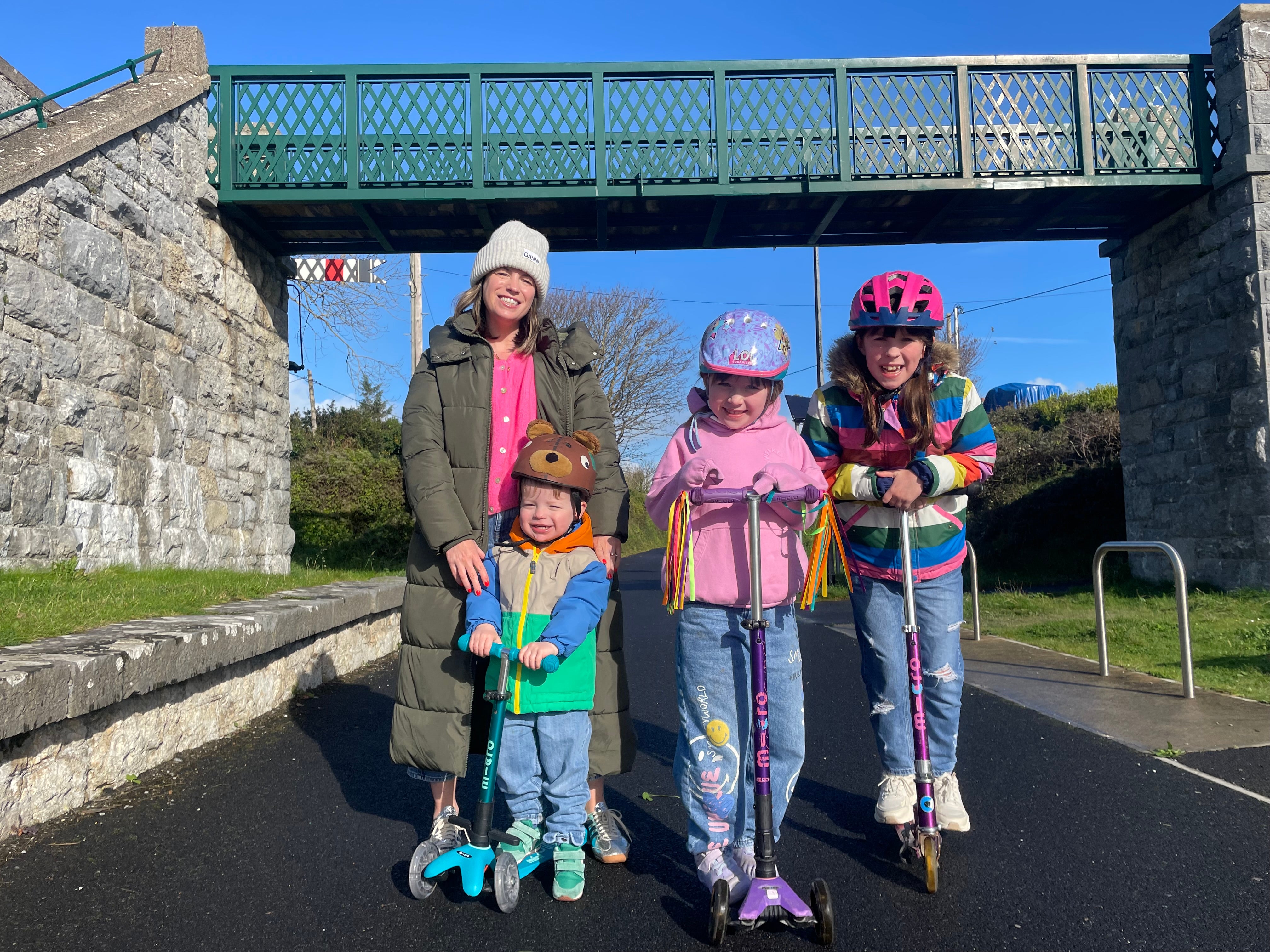 Left to right Kerri Young and her children George, Rose and Martha on Tralee-Fenit Greenway in Co Kerry